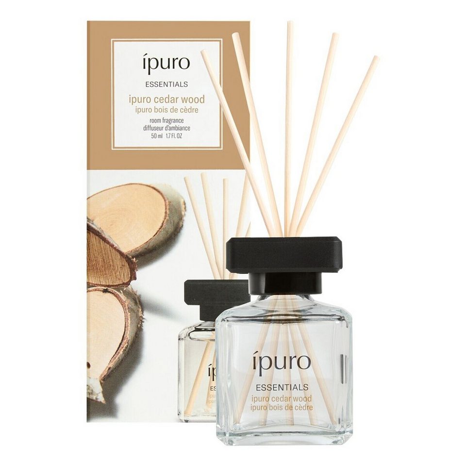 IPURO Raumduft cedar wood, 50 ml, Glasflakon mit Rattan-Holzstäbchen