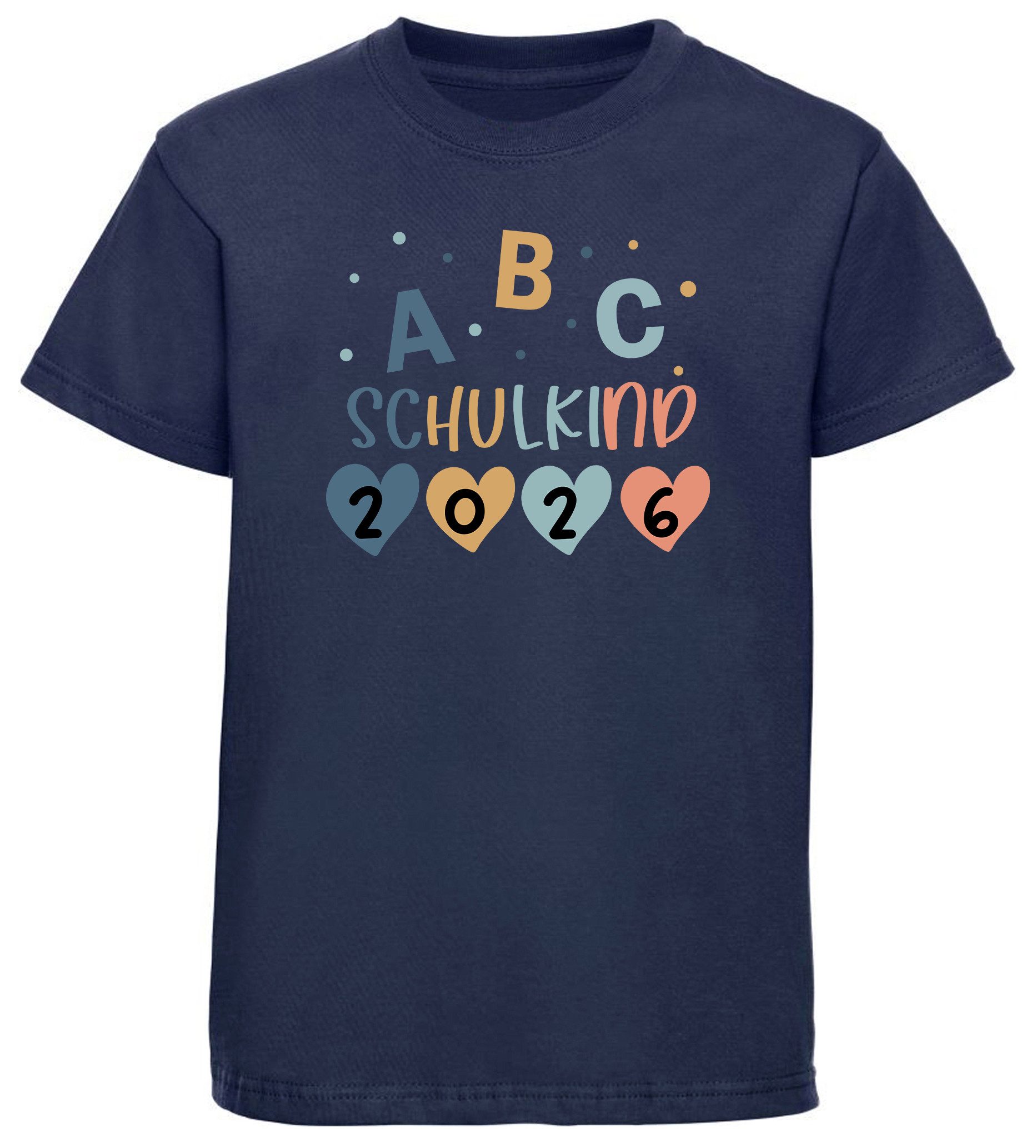 MyDesign24 T-Shirt Kinder Einschulungs T-Shirt 2026 ABC Schulkind navy blau kurzarm Regular Fit print Shirt i779