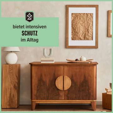 Schrader Möbel Pflege Balsam + Tuch - zweiteiliges Set Holzreiniger (Pflegemittel für lackierte Holzoberflächen - Made in Germany)