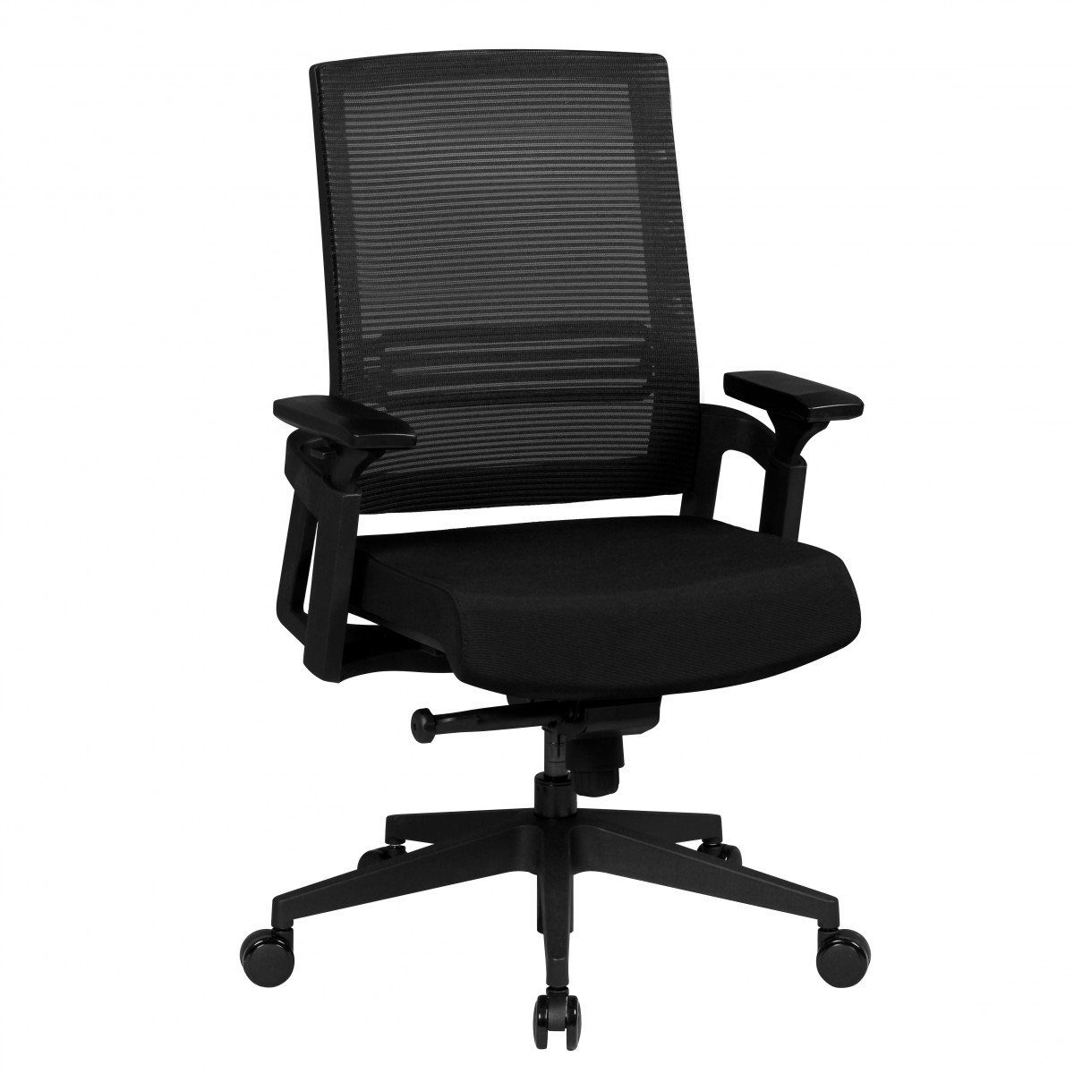 FINEBUY Schreibtischstuhl SuVa3633_1 (Stoffbezug Schwarz, Schreibtischstuhl  mit Armlehne), Bürostuhl 120 kg, Drehstuhl Modern mit Rollen