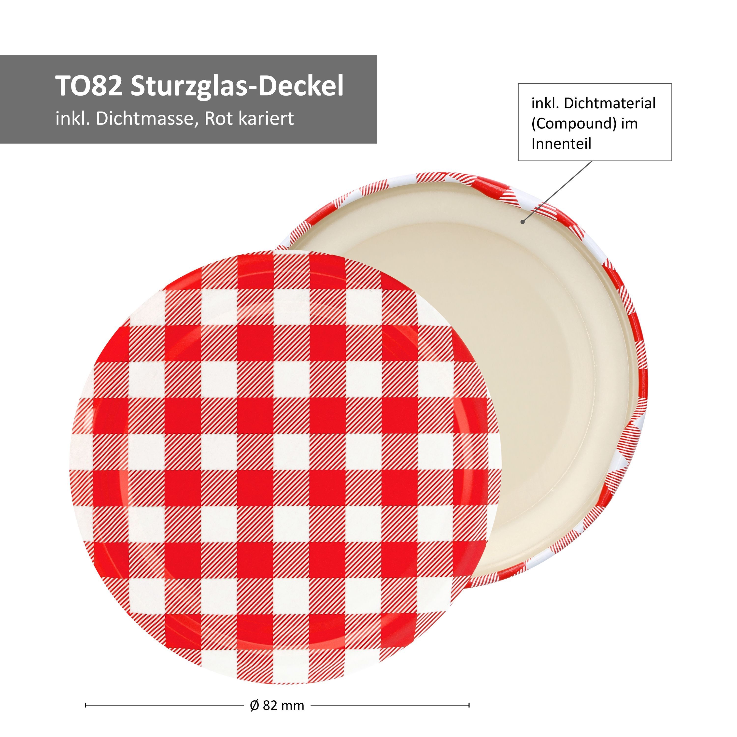 MamboCat Einmachglas 12er Set Rundglas 720 ml To 82 rot karierter Deckel incl. Rezeptheft, Glas – Bild 4 von 4