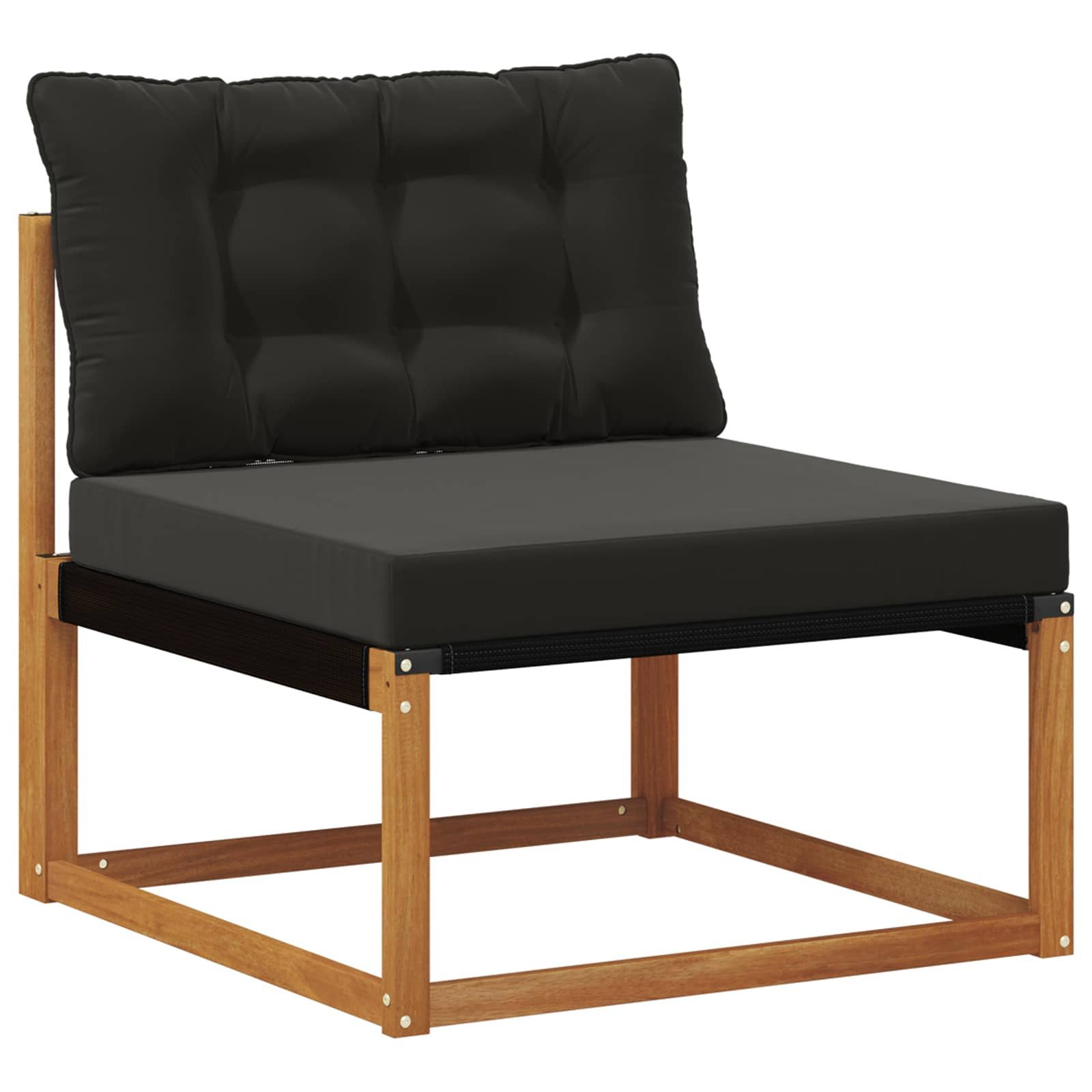 vidaXL Gartenlounge-Set Outdoor-Sofagarnitur 5 stk. Natürlich und Schwarz, (5-tlg)