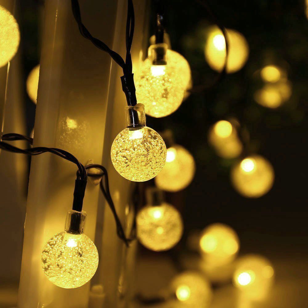 Salcar LED Solarleuchte LED Solarleuchten Garten Kugel Lichterkette Außen Solar Gartenleuchte, Bunt, Warmweiß, Warmweiß, 5M 10LED Lichterkette – Bild 4 von 5