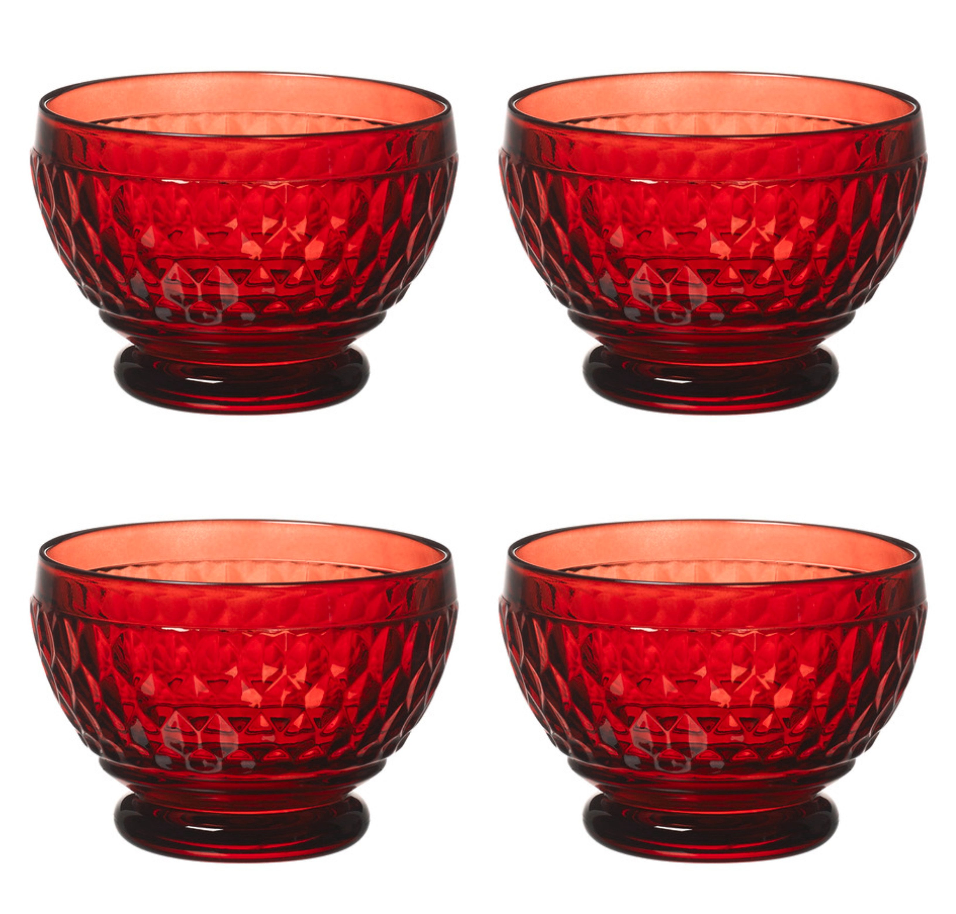 Villeroy & Boch Dessertschale Boston Coloured, Kristallglas, Spülmaschinengeeignet, Rot, Motiv: Boston