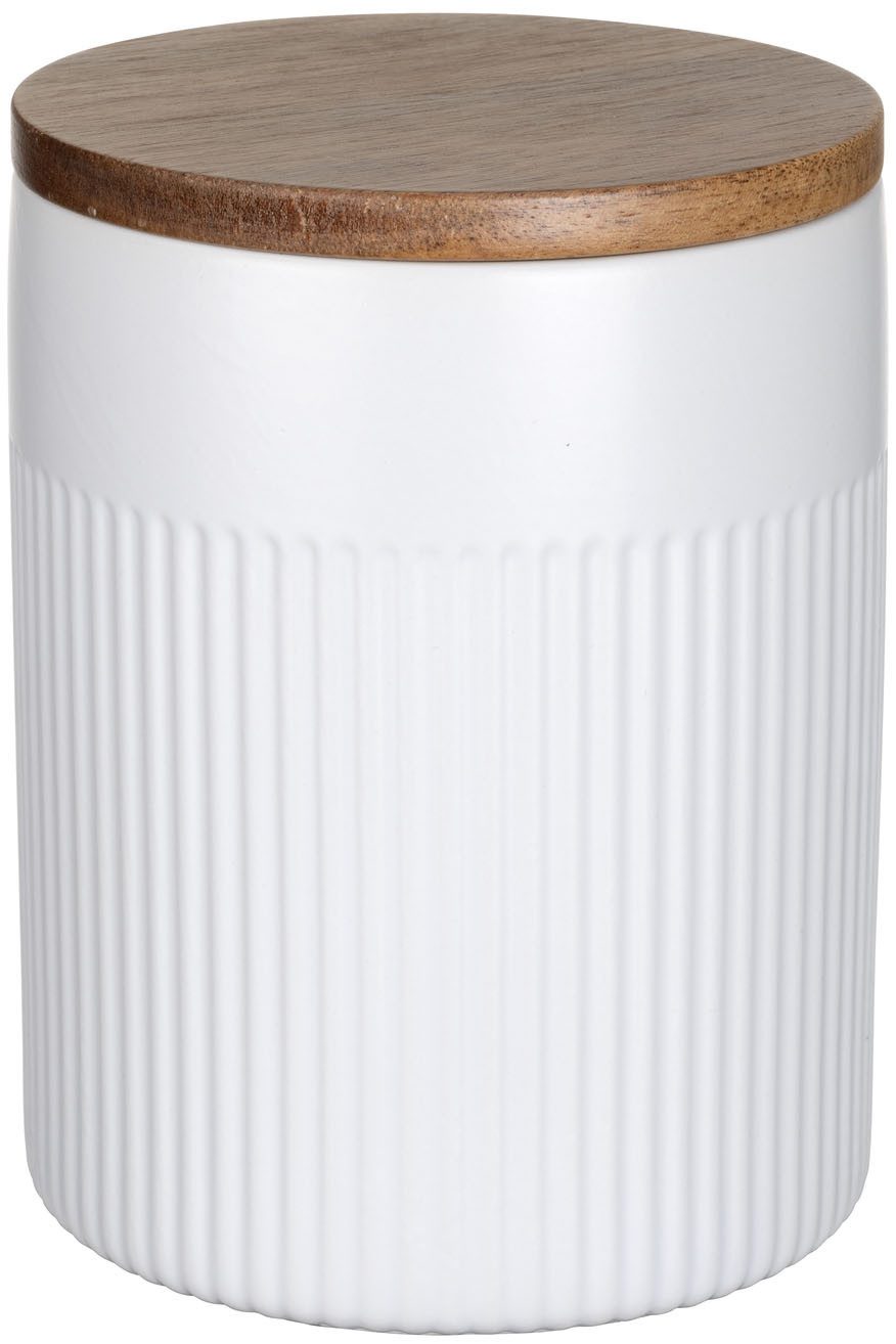 SCHÖNER WOHNEN-Kollektion Vorratsdose REFIA, Keramik, Massivholz, Silikon, (1-tlg), Aufbewahrungsdose für Lebensmittel mit Akazienholz-Deckel, luftdicht