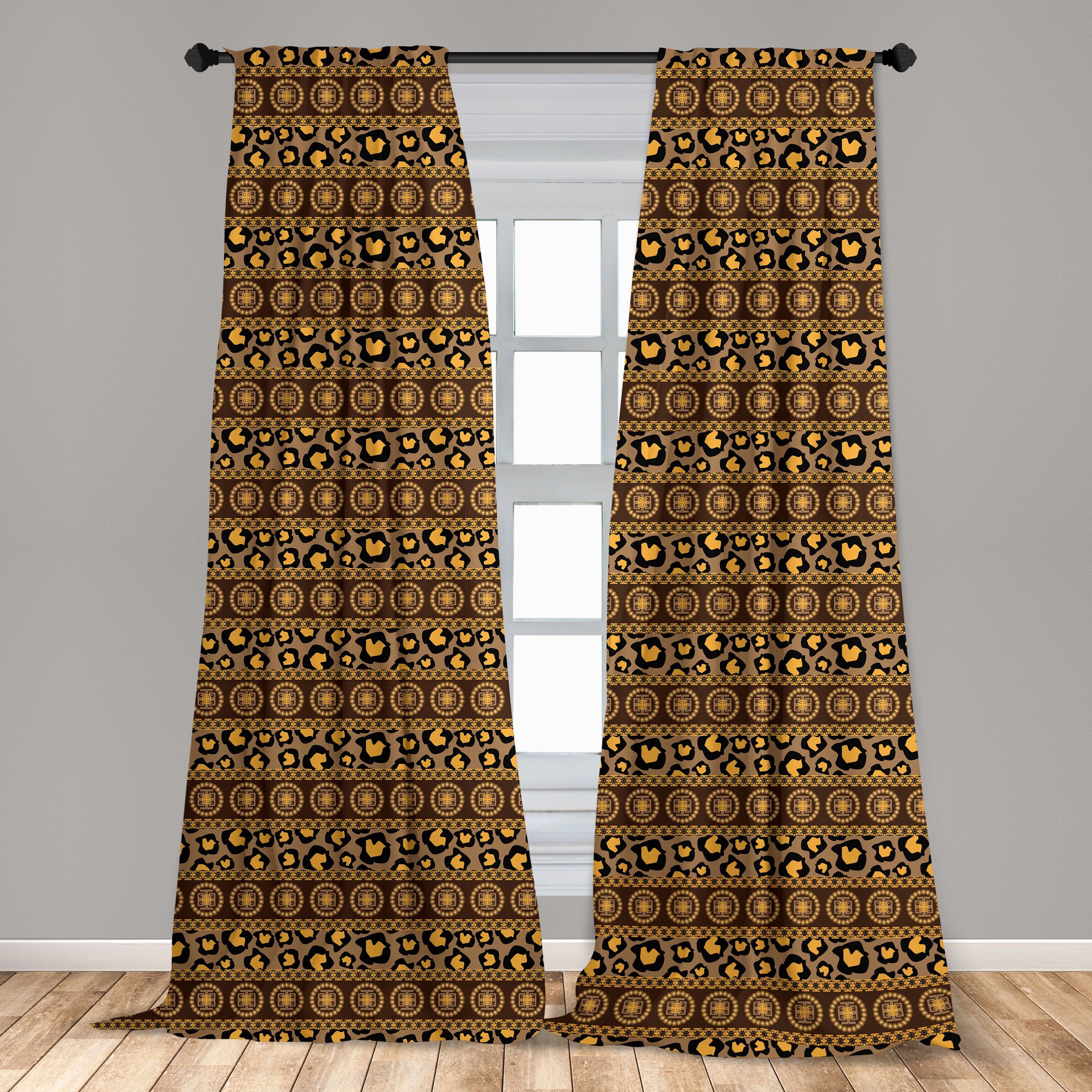 Gardine Vorhang für Wohnzimmer Schlafzimmer afrikanisch Leopard-Haut-Verzierungen Microfaser, Abakuhaus, Dekor