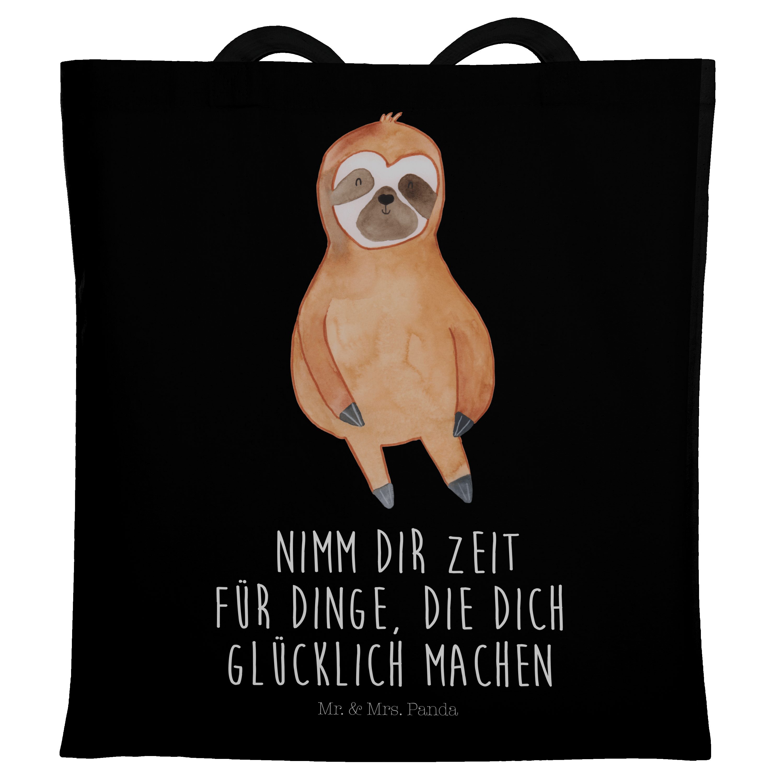 Panda - Geschenk, (1-tlg) Mr. Faultier Geschenk, Mrs. Tragetasche Faultier relaxen, - Schwarz & Zufrieden