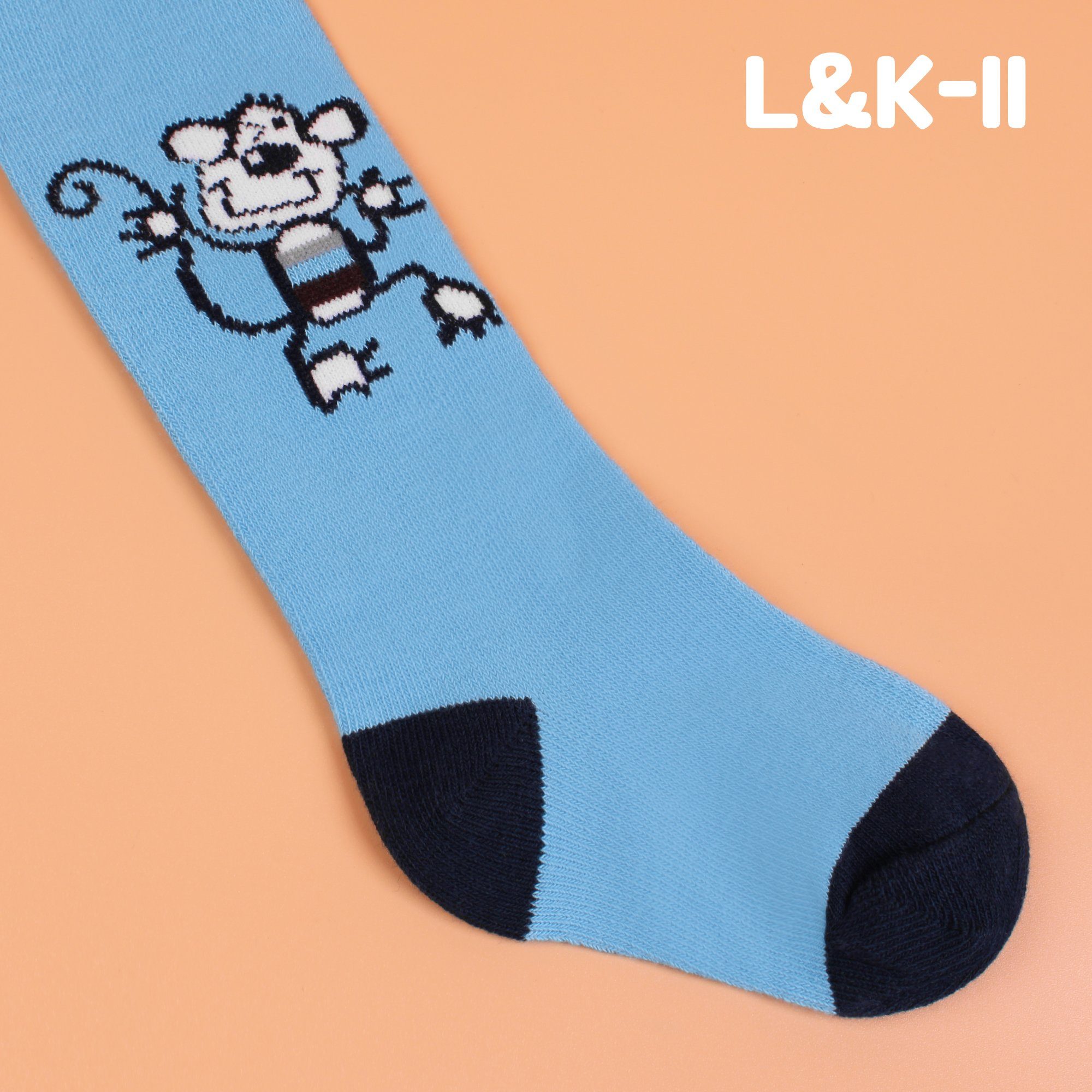 L&K-II Strumpfhose 2760 (4er-Pack) Babystrumpfhose für Baby Jungen mit Hund Löwen Affen Bären Motiv