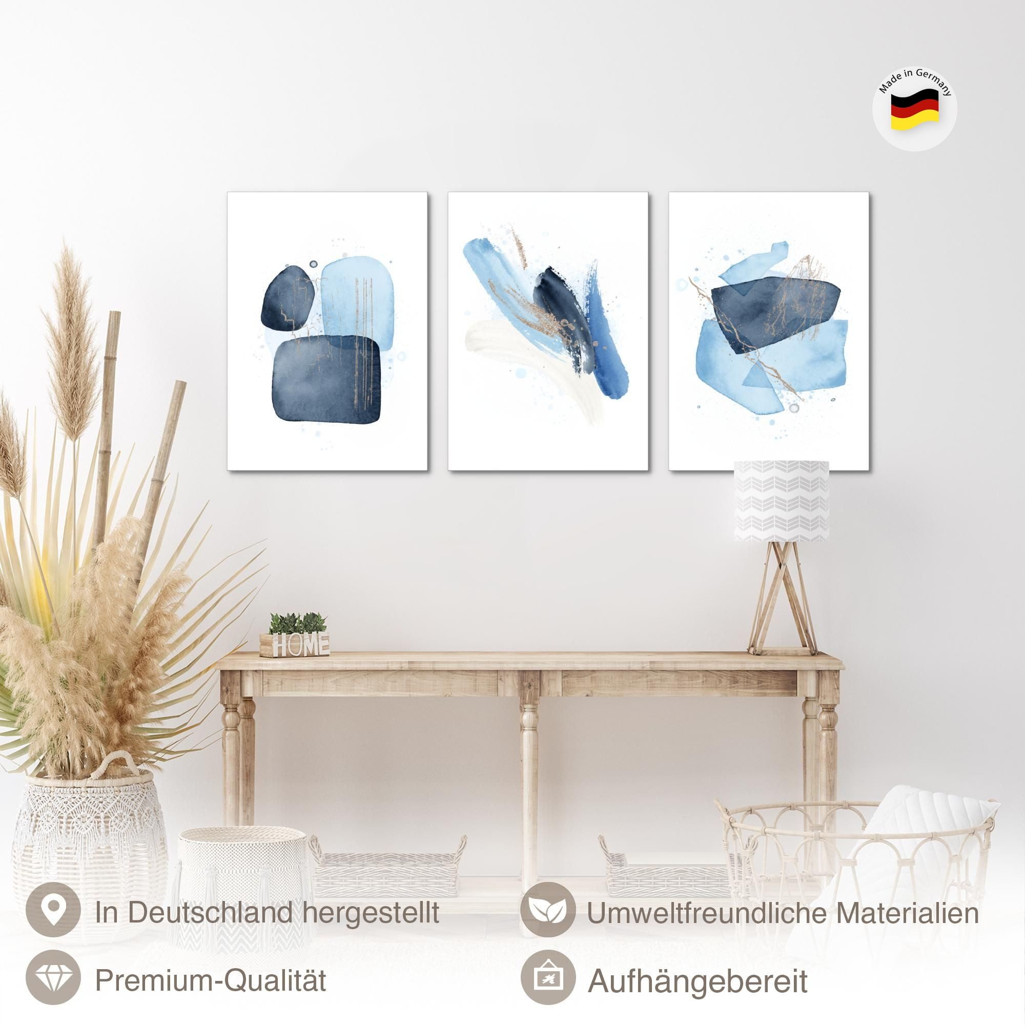 Novart Wandbild Bilder Liebe Home Abstrakt AUFHÄNGFERTIG Flur Deko Weiss Blau N0383, 40 x 60 cm - 3 Bilder – Bild 2 von 5