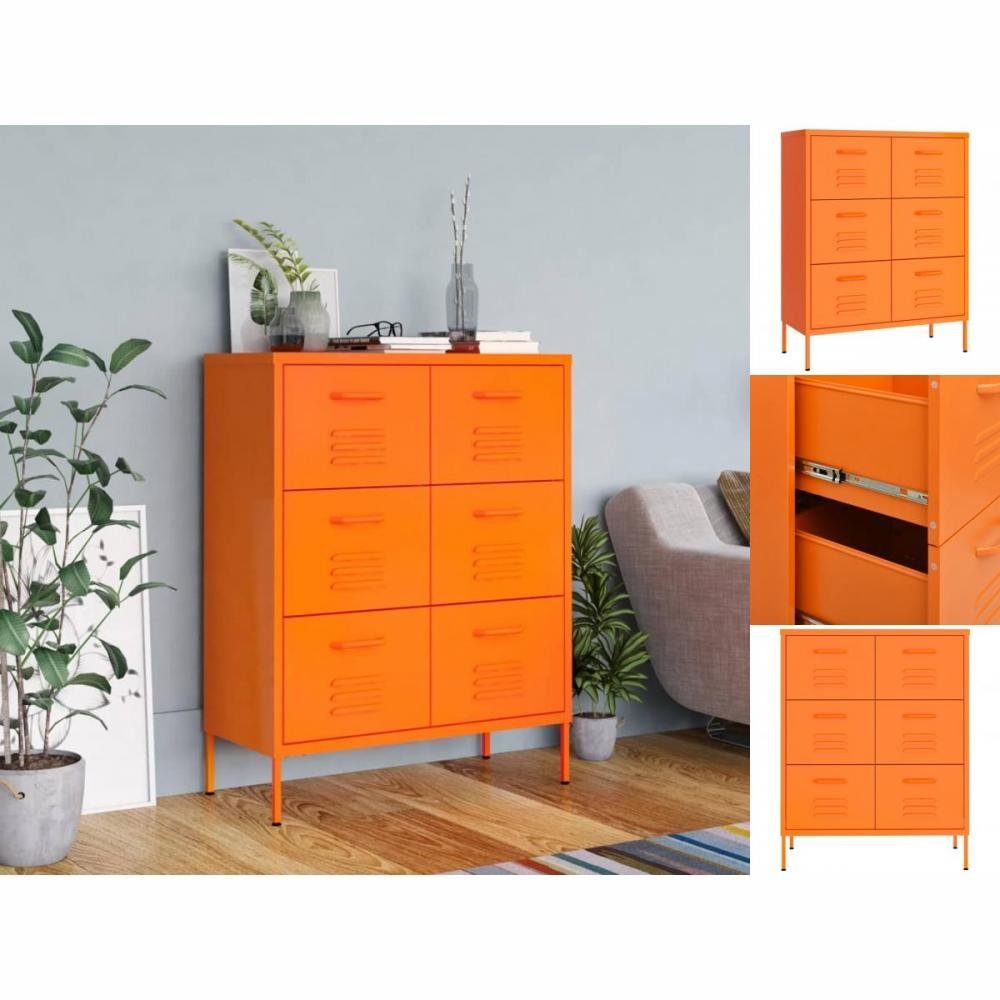 Schubladenschrank Orange vidaXL 80x35x101,5 cm Stahl Kleiderschrank