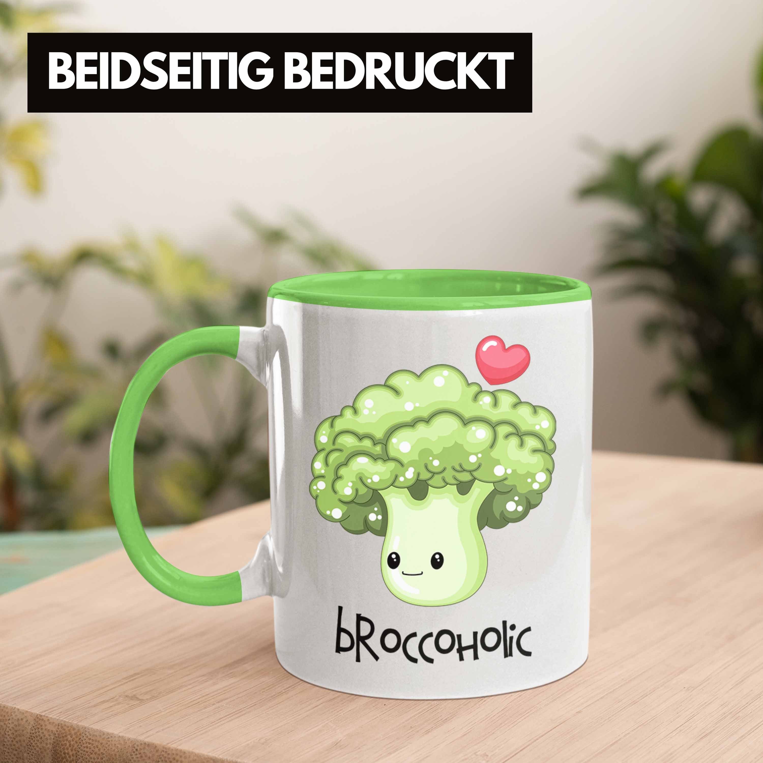 "Broccoholic" für Grün Tasse Witziges Geschenk Trendation Broccoli-Tasse Gemüseliebh Lustige