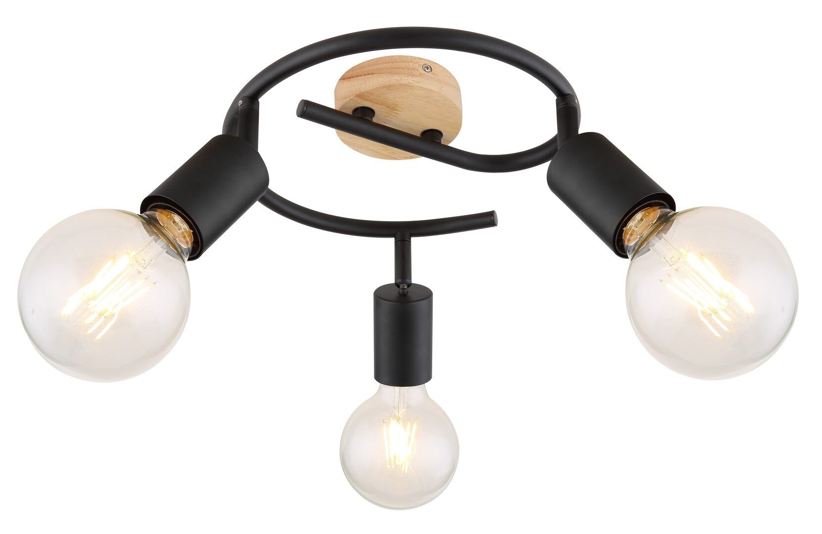 Rabalux LED Deckenspots "Pablo" 3-flammig, Holz, schwarz, E27, L135mm