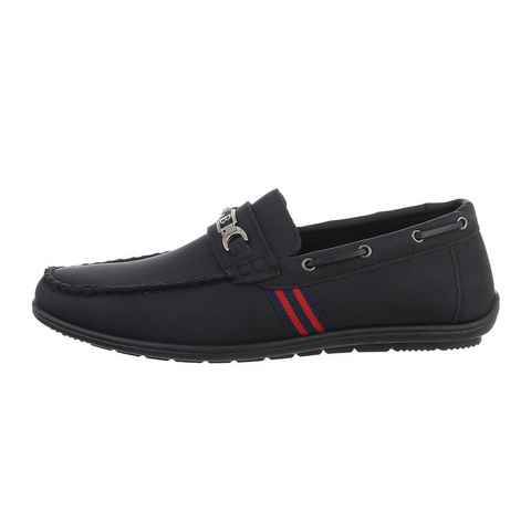 Ital-Design Herren Mokassins Freizeit Slipper Flach Slipper in Schwarz