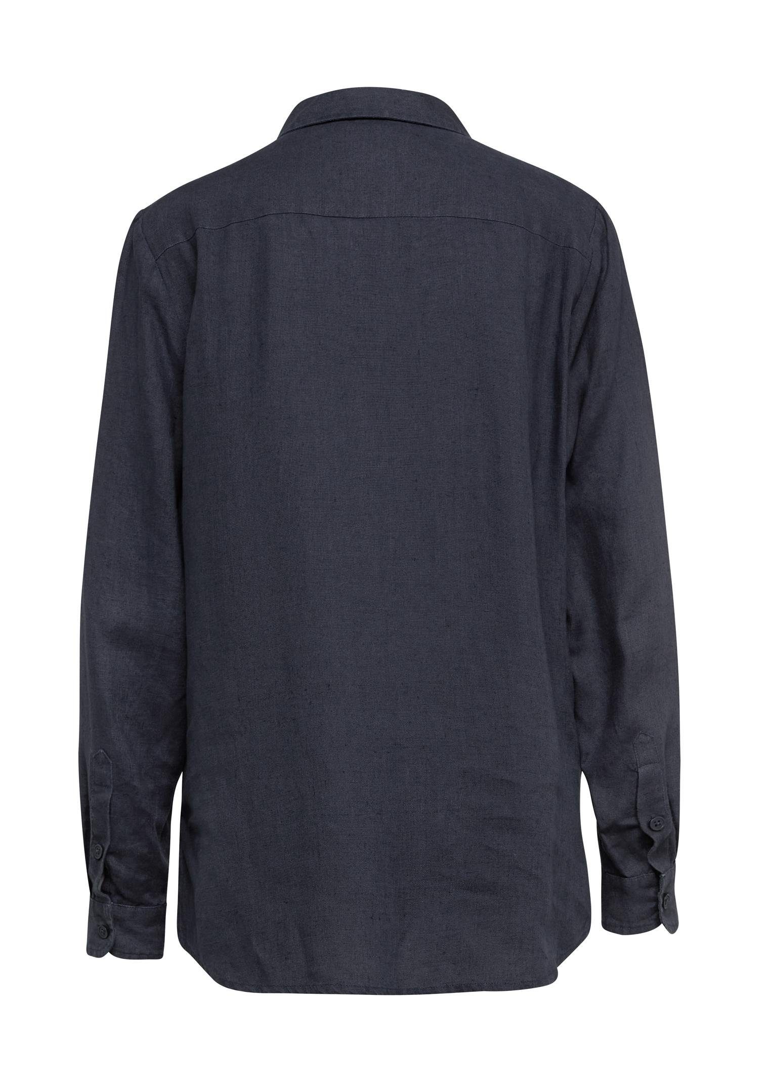 GOLDNER Langarmbluse Bequeme Damen Businessbluse Leichte Bluse aus reinem Leinen in Hemdblusenform