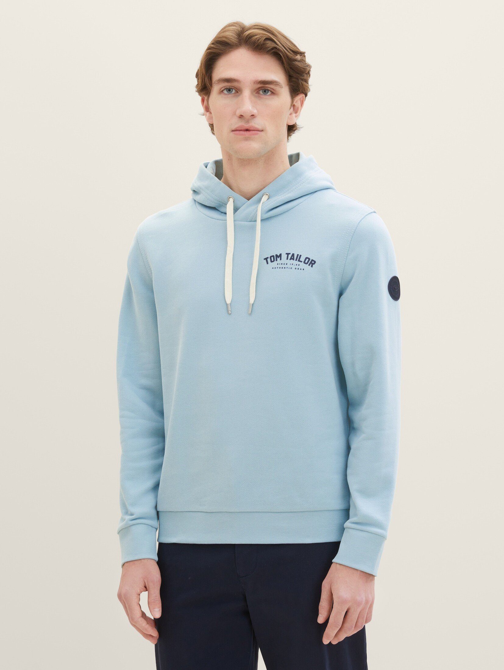 TAILOR TOM blue mint mit Logo Print Hoodie dusty Hoodie