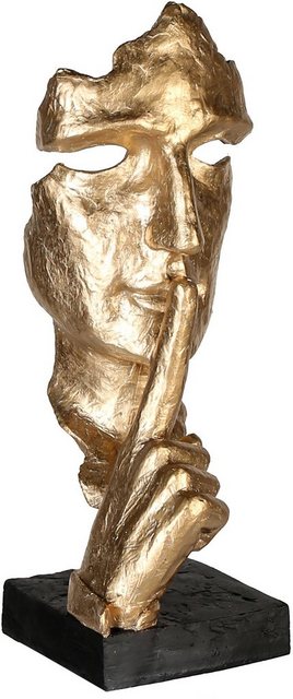 Casablanca by Gilde Dekofigur »Skulptur Silence, gold/schwarz« (1 Stück), Dekoobjekt, Höhe 39 cm, mit Spruchanhänger, Wohnzimmer-Otto