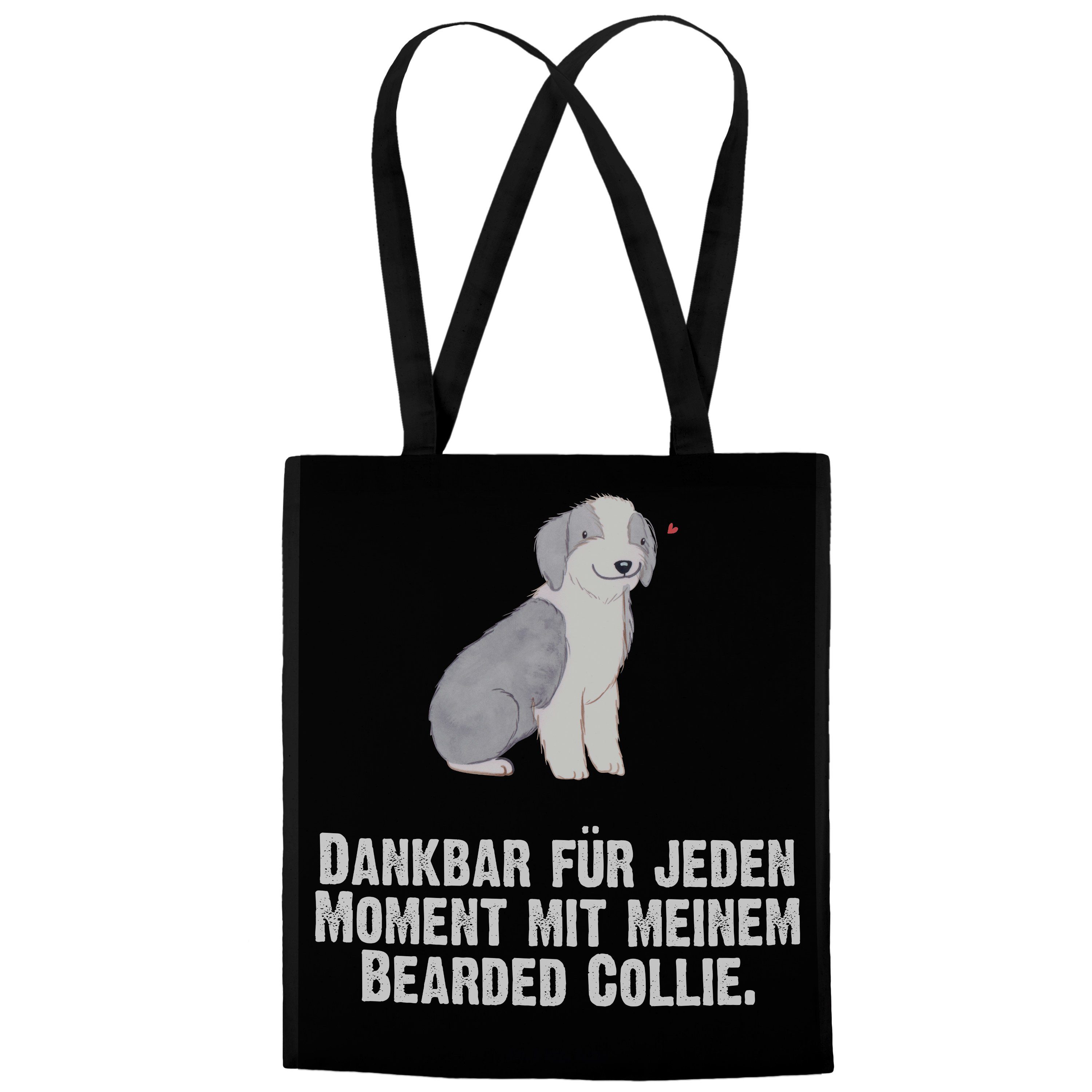 & Panda bri - Mr. Schwarz Tragetasche Bearded - (1-tlg) Schenken, Geschenk, Moment Mrs. Collie Jutebeutel,