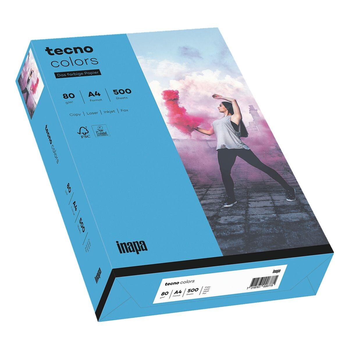 Inapa tecno Druckerpapier Rainbow / tecno Colors, Intensivfarben, Format DIN A4, 80 g/m², 500 Blatt