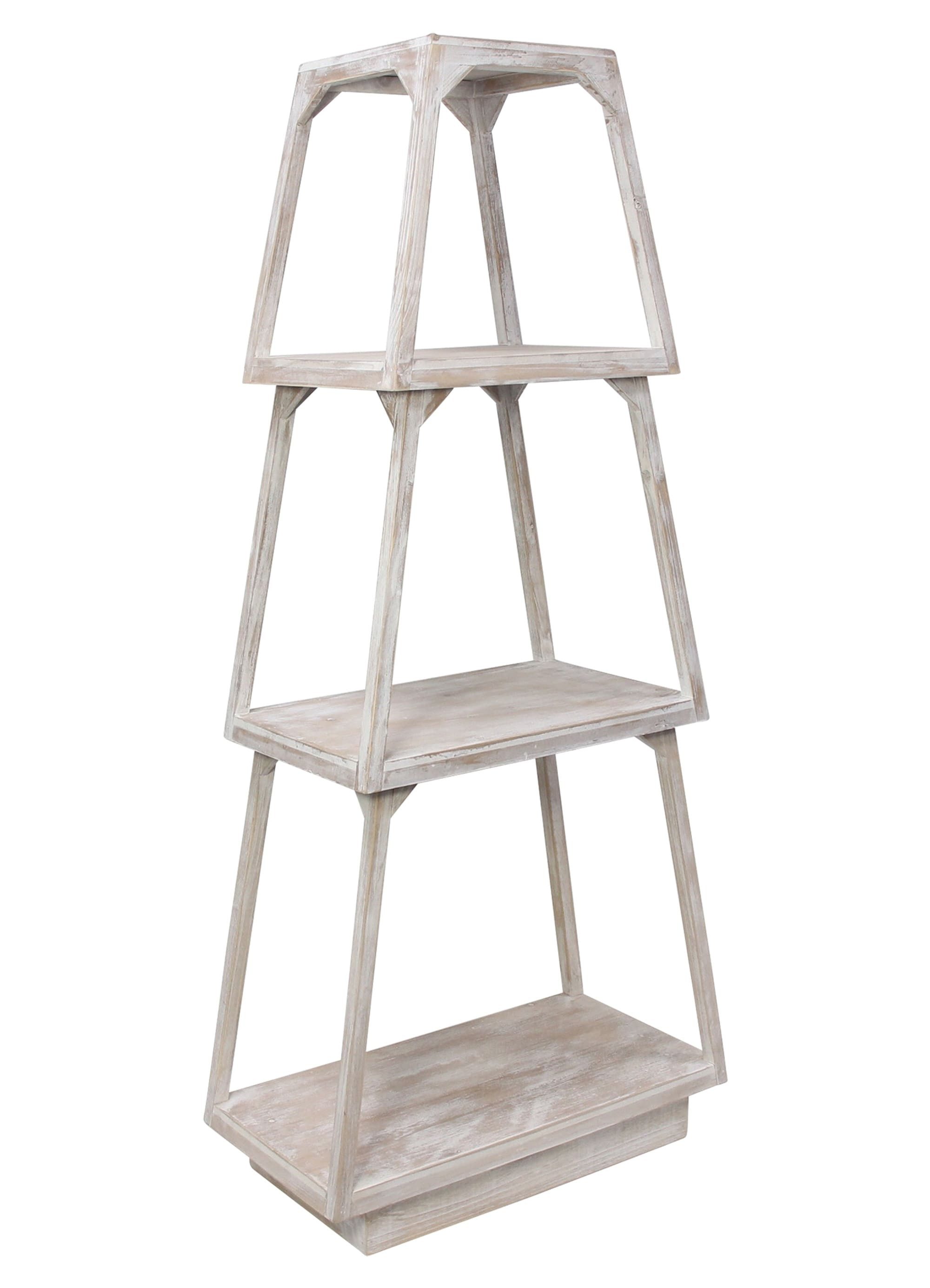 Dekoleidenschaft Steckregal aus Holz, Shabby Chic, Pyramide mit 3 Ebenen, Standregal weiß, Regal, Stufenregal stehend für Wohnzimmer