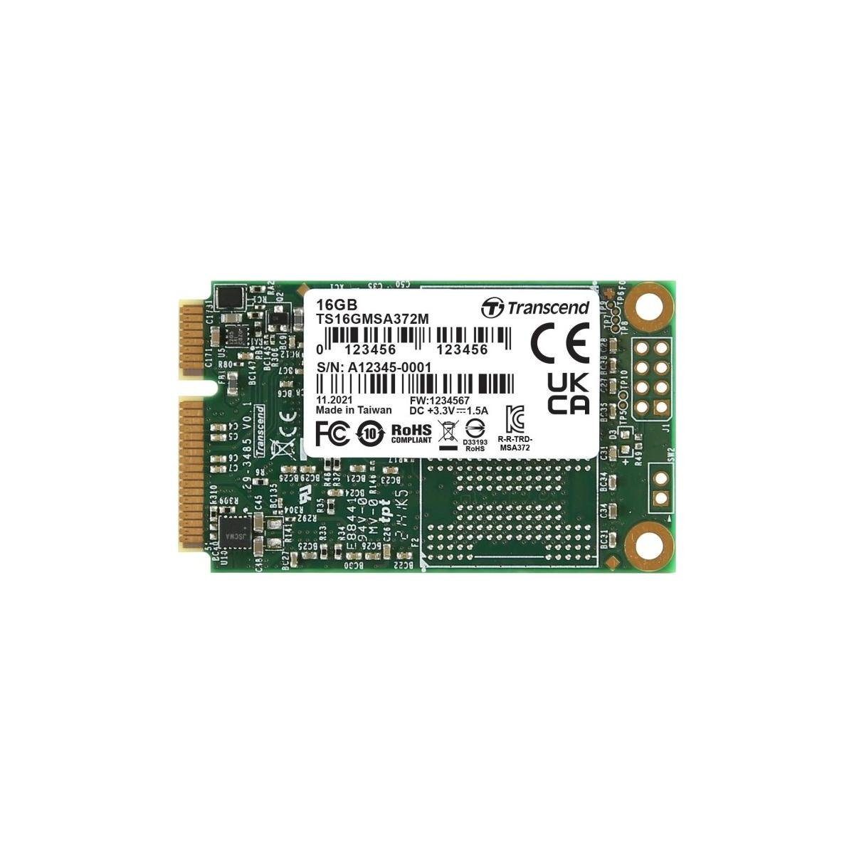 Transcend TS16GMSA372M - 16GB SSD, 2.5 Zoll, mini SATA interne HDD-Festplatte