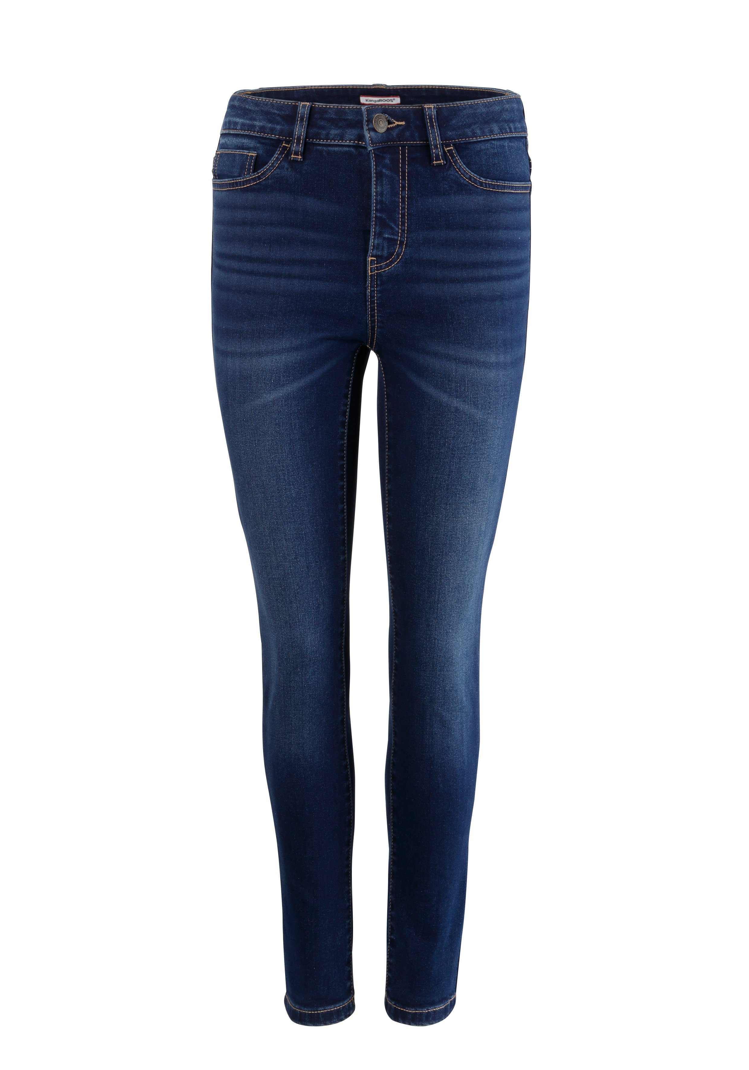 KangaROOS 5-Pocket-Jeans SUPER SKINNY RISE HIGH darkblue-used mit used-Effekt