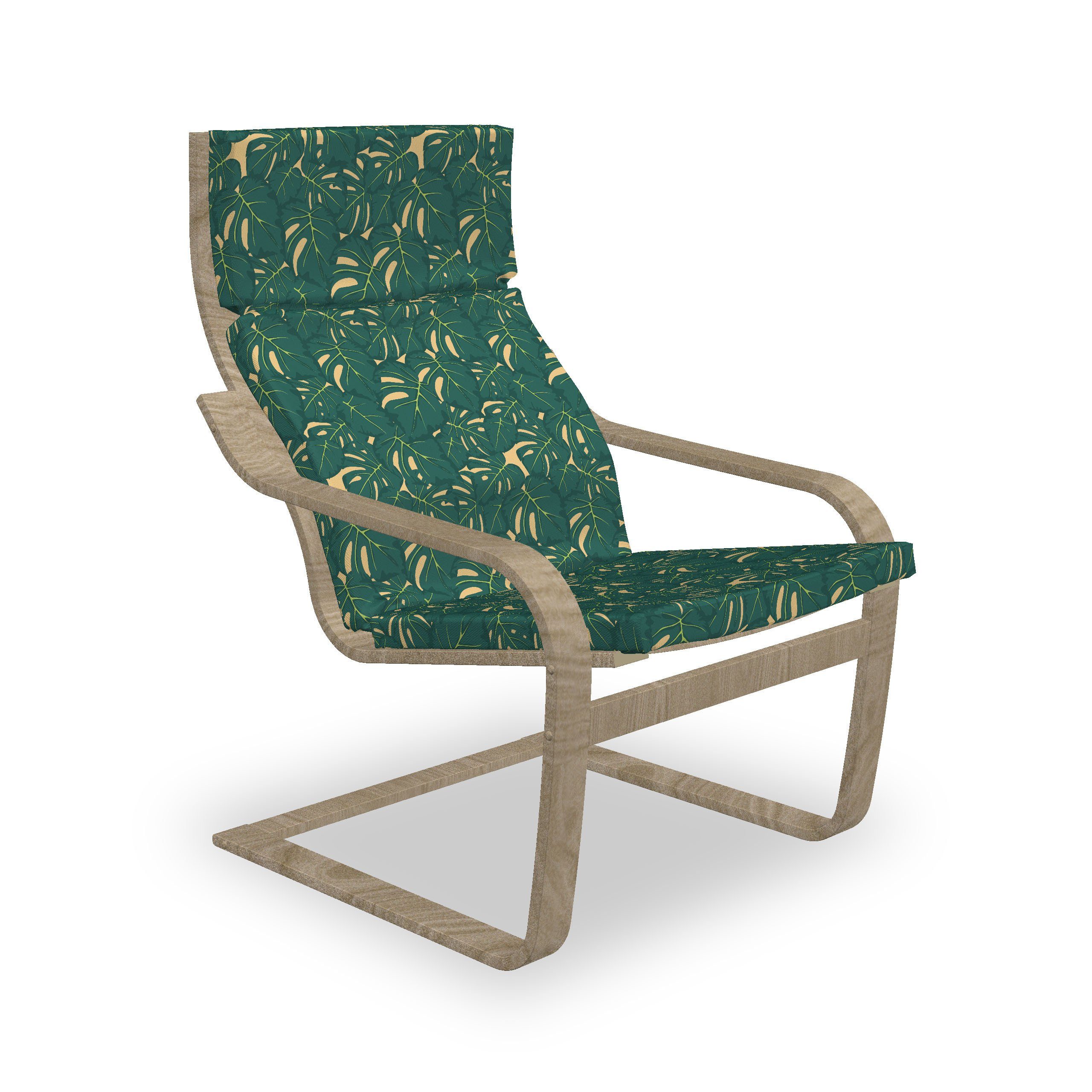 Abakuhaus Stuhlkissen Sitzkissen mit Grün und Reißverschluss, Blätter Monstera mit Stuhlkissen Tropic Hakenschlaufe
