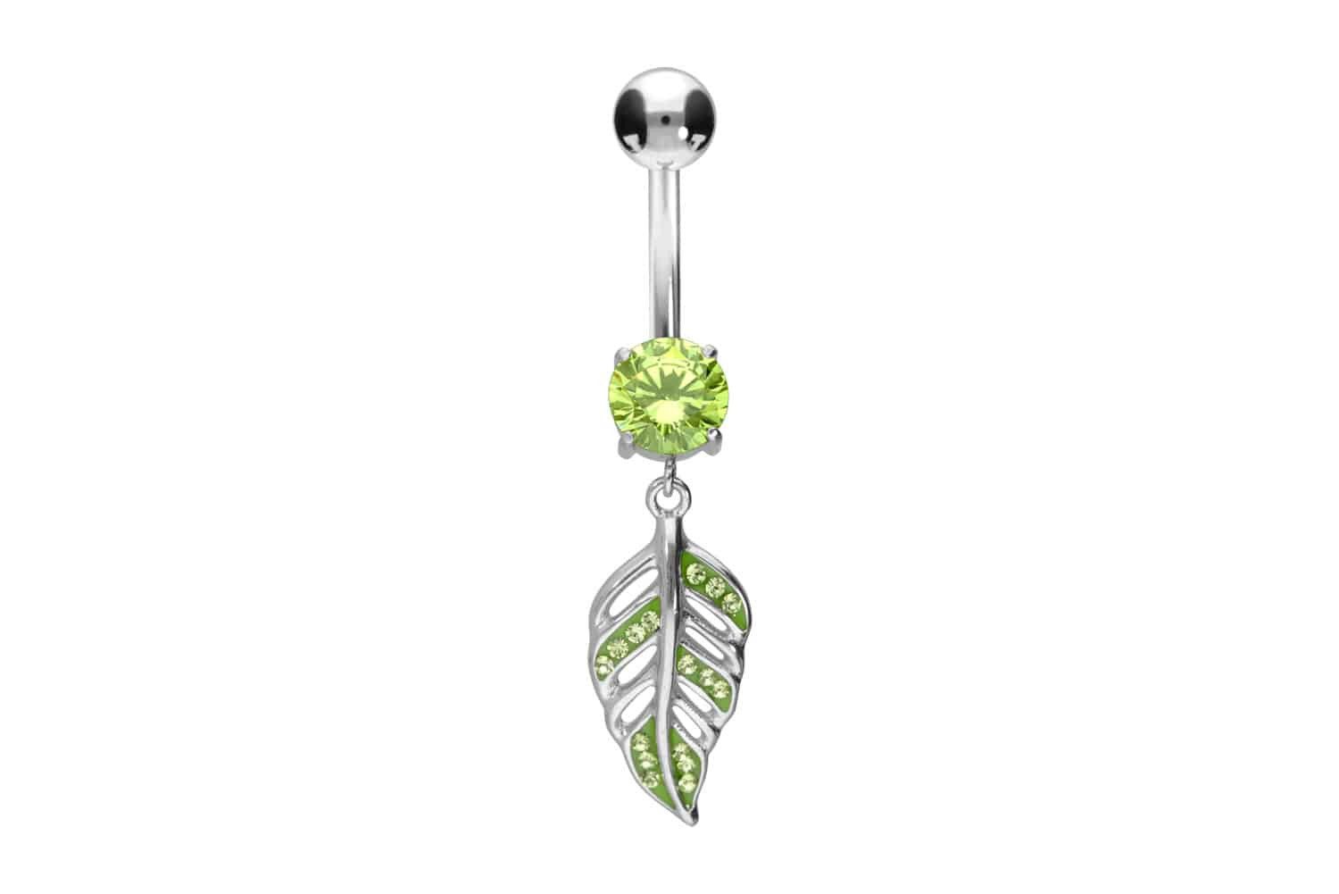 PIERCINGLINE Bauchnabelpiercing Chirurgenstahl Bananabell KRISTALLBLATT (Bananabells, 1-tlg)
