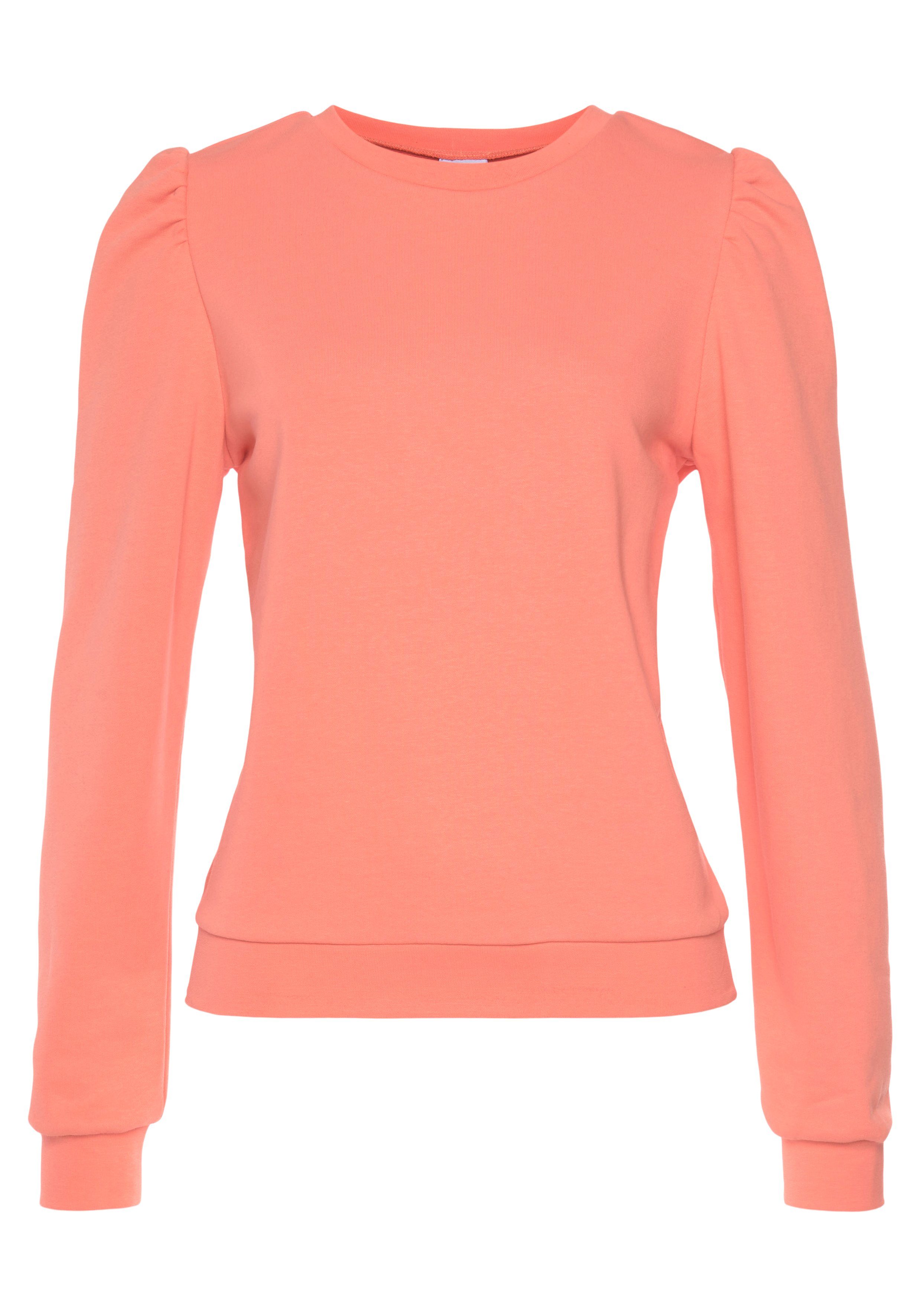 LASCANA Sweatshirt mit Ruffärmeln papaya