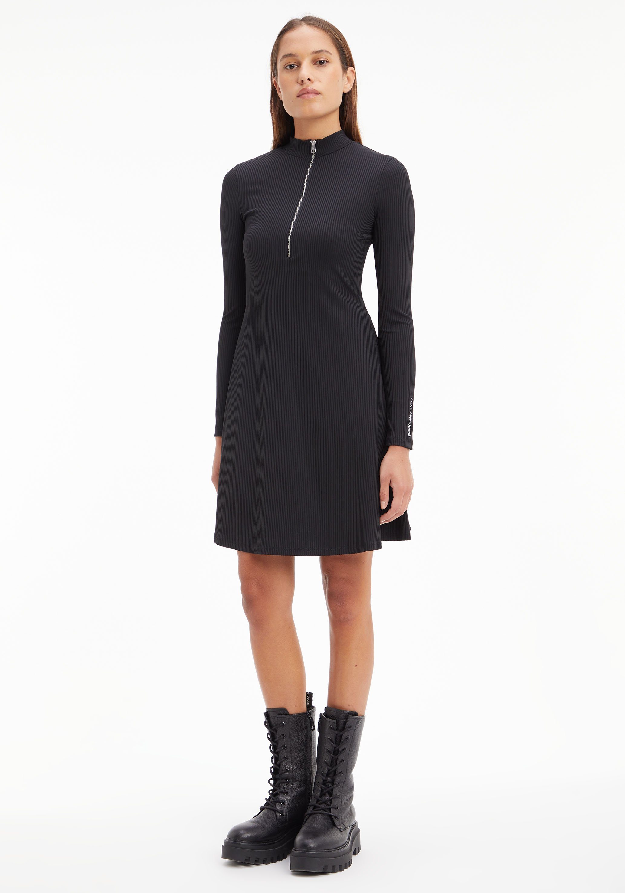 Calvin Klein Jeans A-Linien-Kleid »ZIPPER A-LINE RIB DRESS« mit markantem  Reißverschluss online kaufen | OTTO