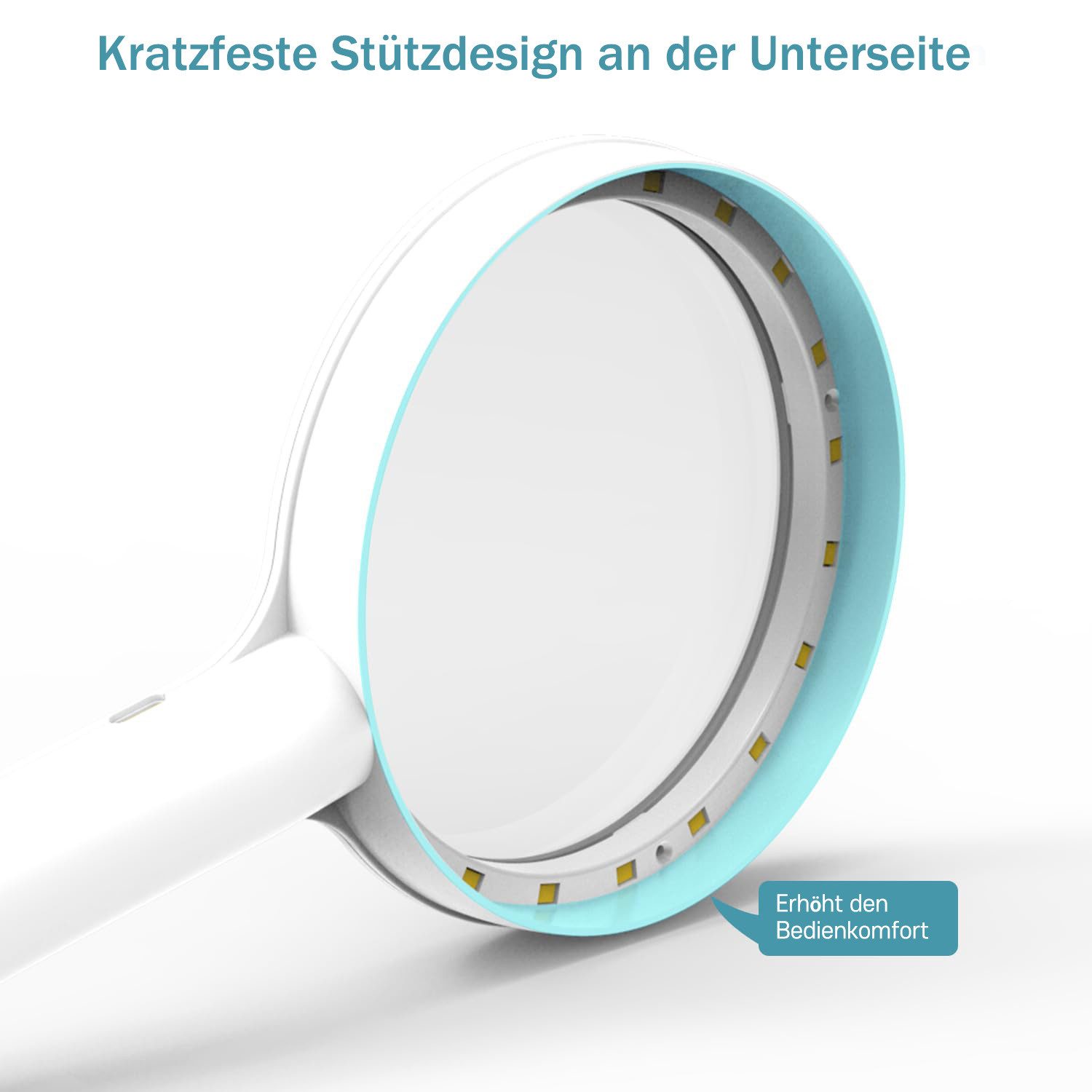 MOPUEA Handlupe Lupe 30/60 fach 110mm Große LED-HandLupe Leselupe mit Licht 3 Modi, 1200mAh Akku erweitertes Sichtfeld, Lesehilfe mit Griff, 1-tlg., Juweliere, wiederaufladbar, Vergrößerungsglas großes Objektiv, für Aktivitäten wie Lesen, Naturbeobachtungen, Kunsthandwerk usw.