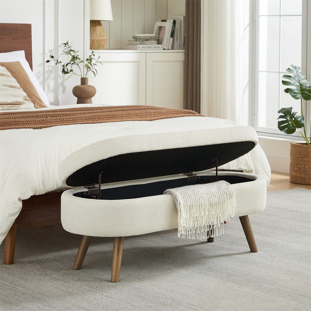 REDOM Sitzbank mit Stauraum (110 cm lange moderne Bank mit Chenille-Bezug, 1-St., 110*40*42cm)