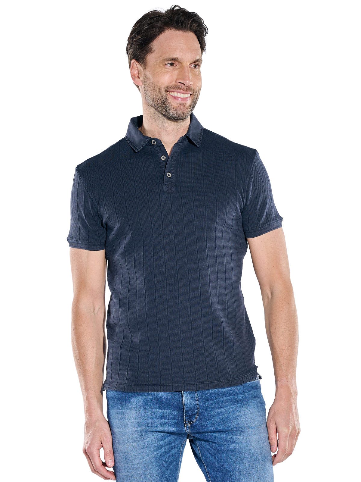 Engbers Poloshirt Herren Poloshirt mit Knopfleiste, Saphirblau