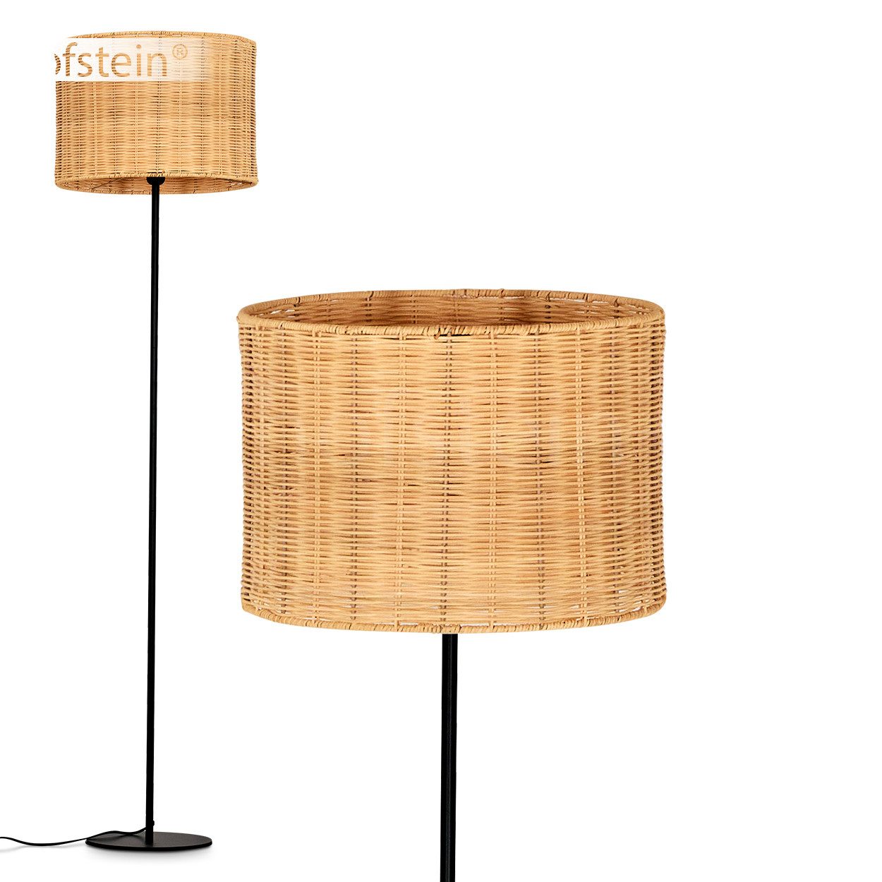hofstein Stehlampe Stehlampe aus Metall/Bambus in Schwarz/Natur, ohne Leuch günstig online kaufen