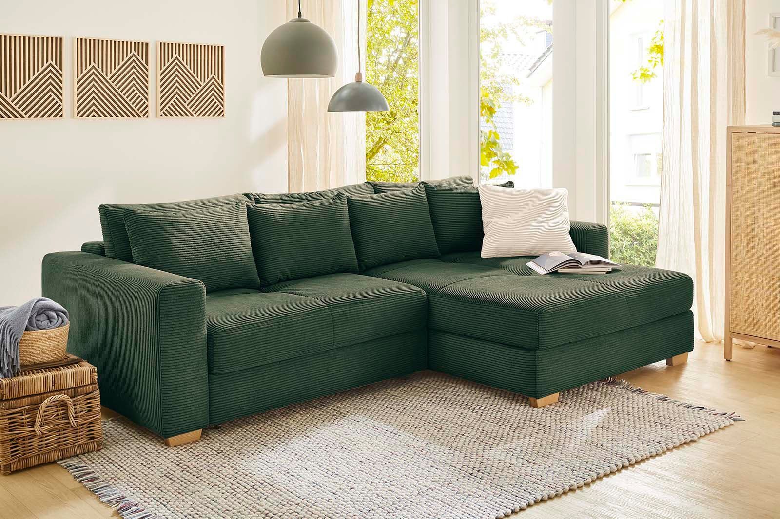Jockenhöfer Gruppe Ecksofa Kampen L-Form, B: 288 cm, Liegefl. 153x245 cm, mit Schlaffunktion, Bettkasten & Zierkissen, Federkern