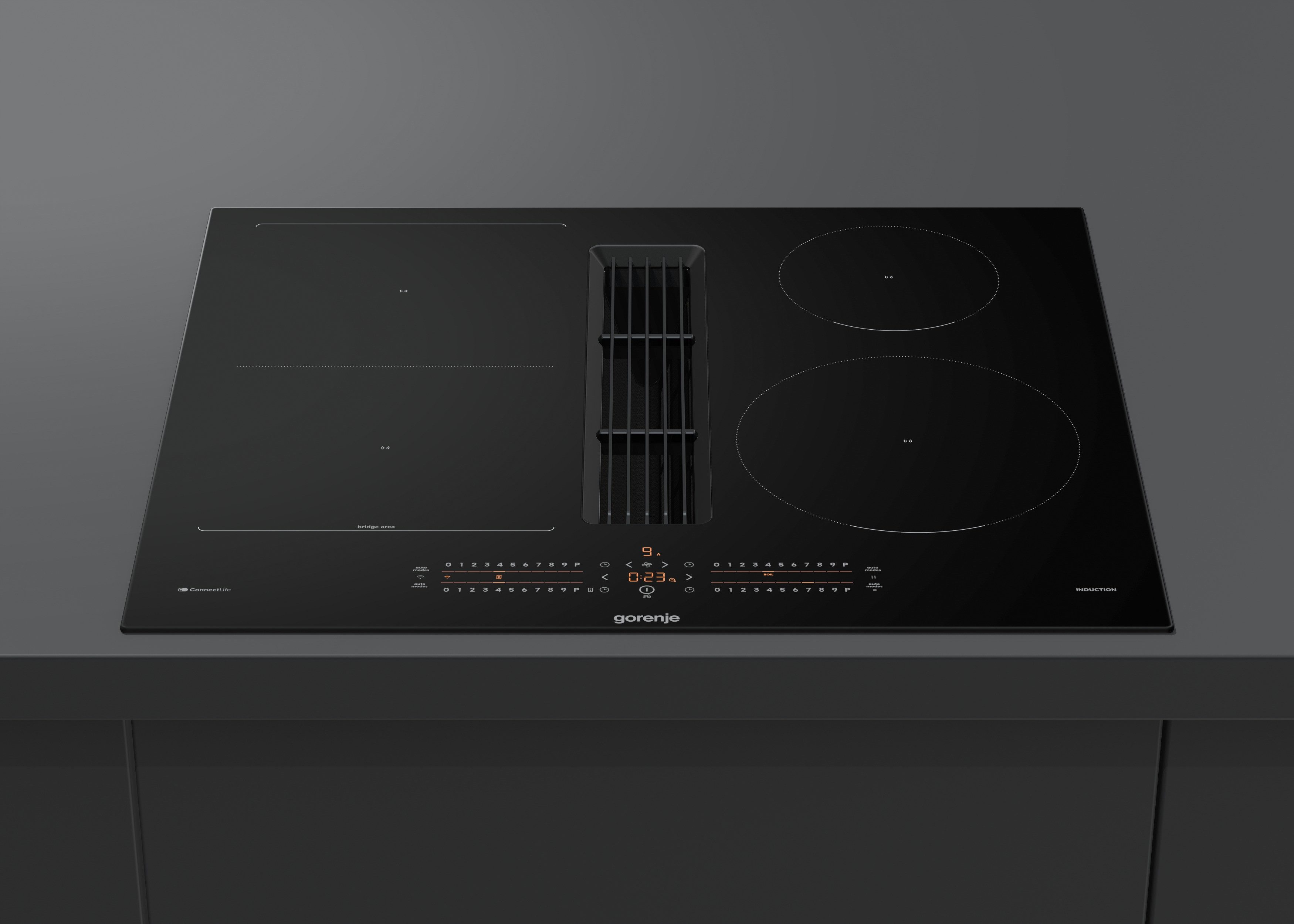 GORENJE Kochfeld mit Dunstabzug GEH6432BSCWF, 60cm Induktionskochfeld mit Dunstabzug