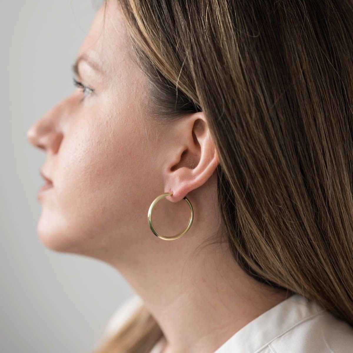 Materia Paar Creolen Damen Ohrringe Gold breit Ø30mm SO-81, Sterlingsilber, günstig online kaufen