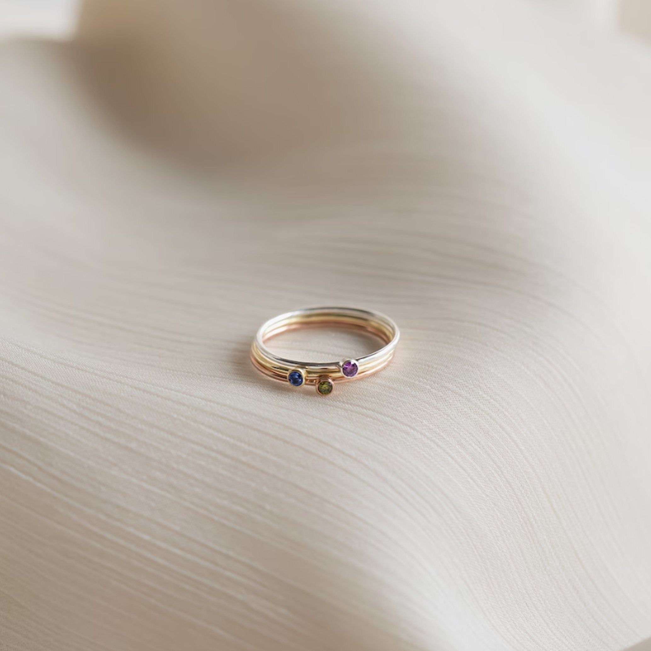 mit Geburtsstein Silber Minimalistischer GOLDEN Oktober | Stein Stapelring zierlicher Ring, Fingerring