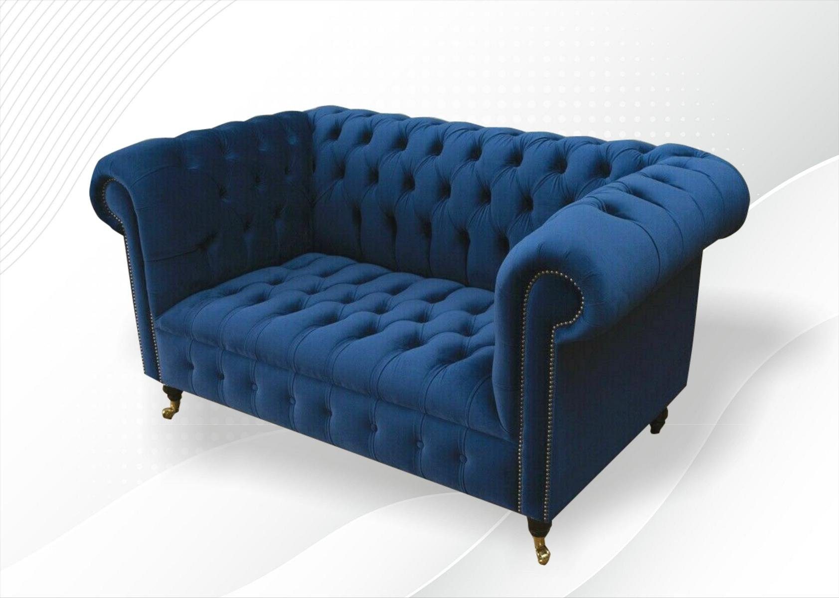 Sofa Chesterfield-Sofa, Textil Stoff Couch 2 Samt JVmoebel - Chesterfield Sitzer Klassische Neu