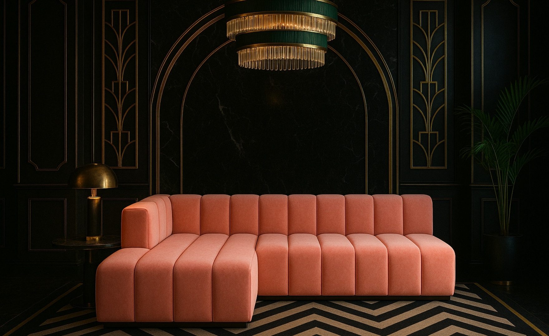 Kaiser Möbel Ecksofa Moderne aus Veloursstoff Salvador Grand L 295 cm, Tiefe Sitzflächen,Premium-Velours Salvador,Design Soft-Cube