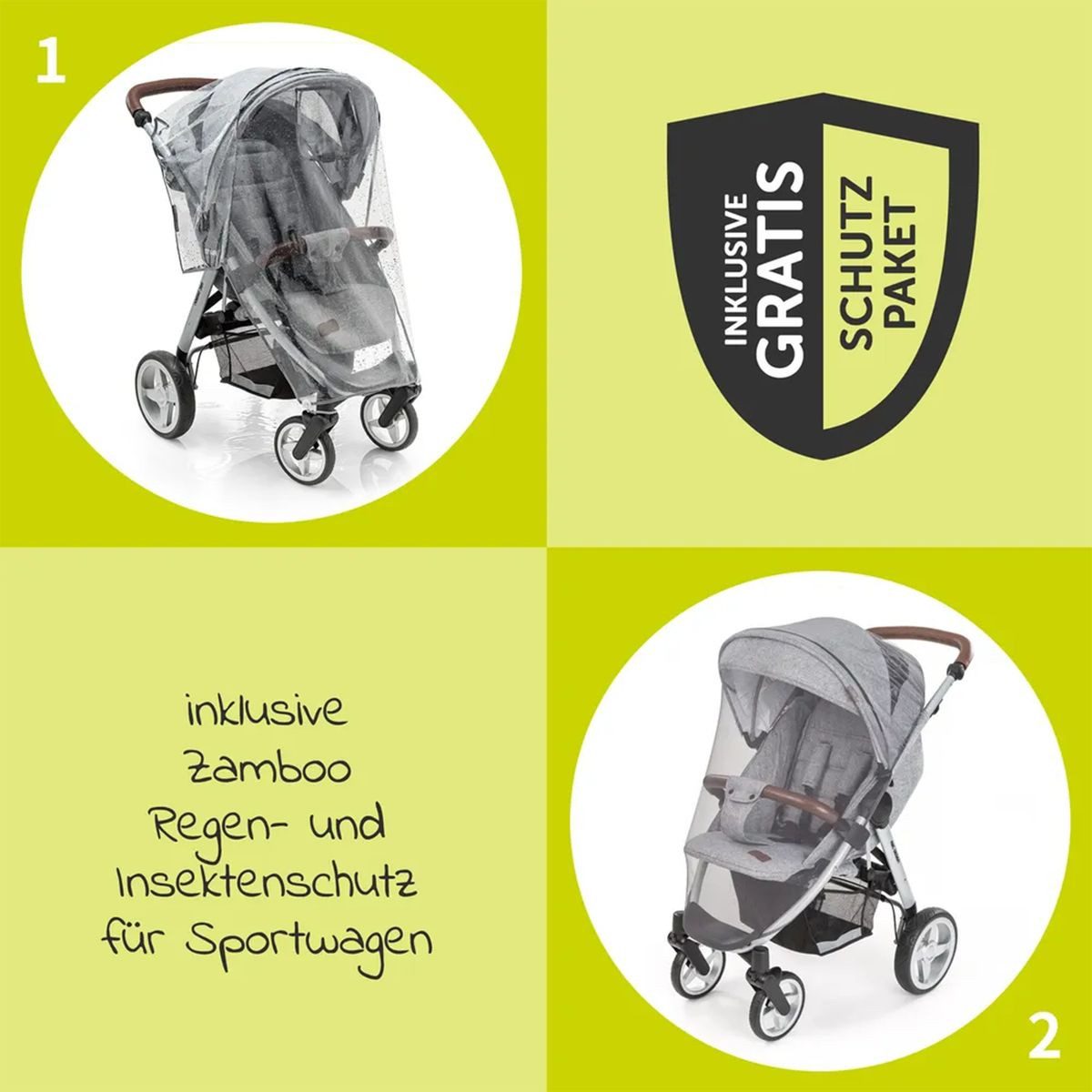 Hauck Kinder-Buggy UpTown Black - XXL - Melange Grey, Sportwagen mit Liegefunktion & Einhand-Faltung inkl. Zubehör bis 22 kg