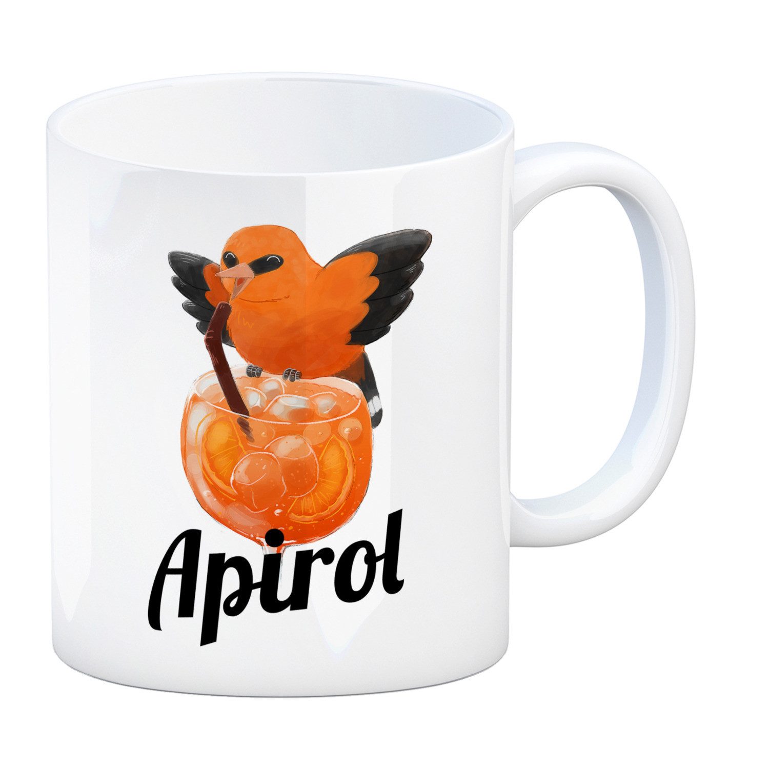 Tasse Vogel Priol Kaffeebecher mit Spruch Apirol