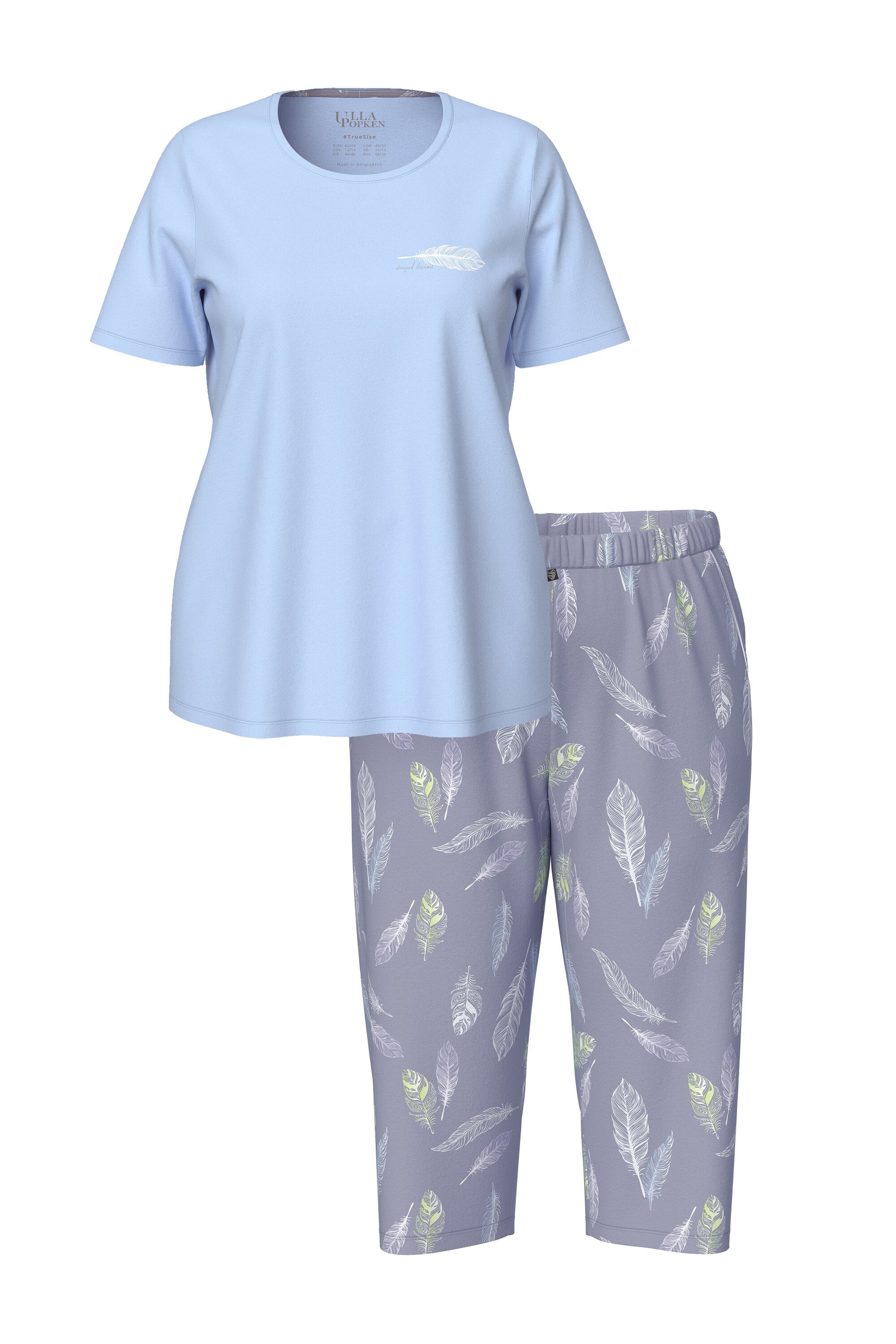 Ulla Popken Pyjama Pyjama Federn Rundhals Halbarm