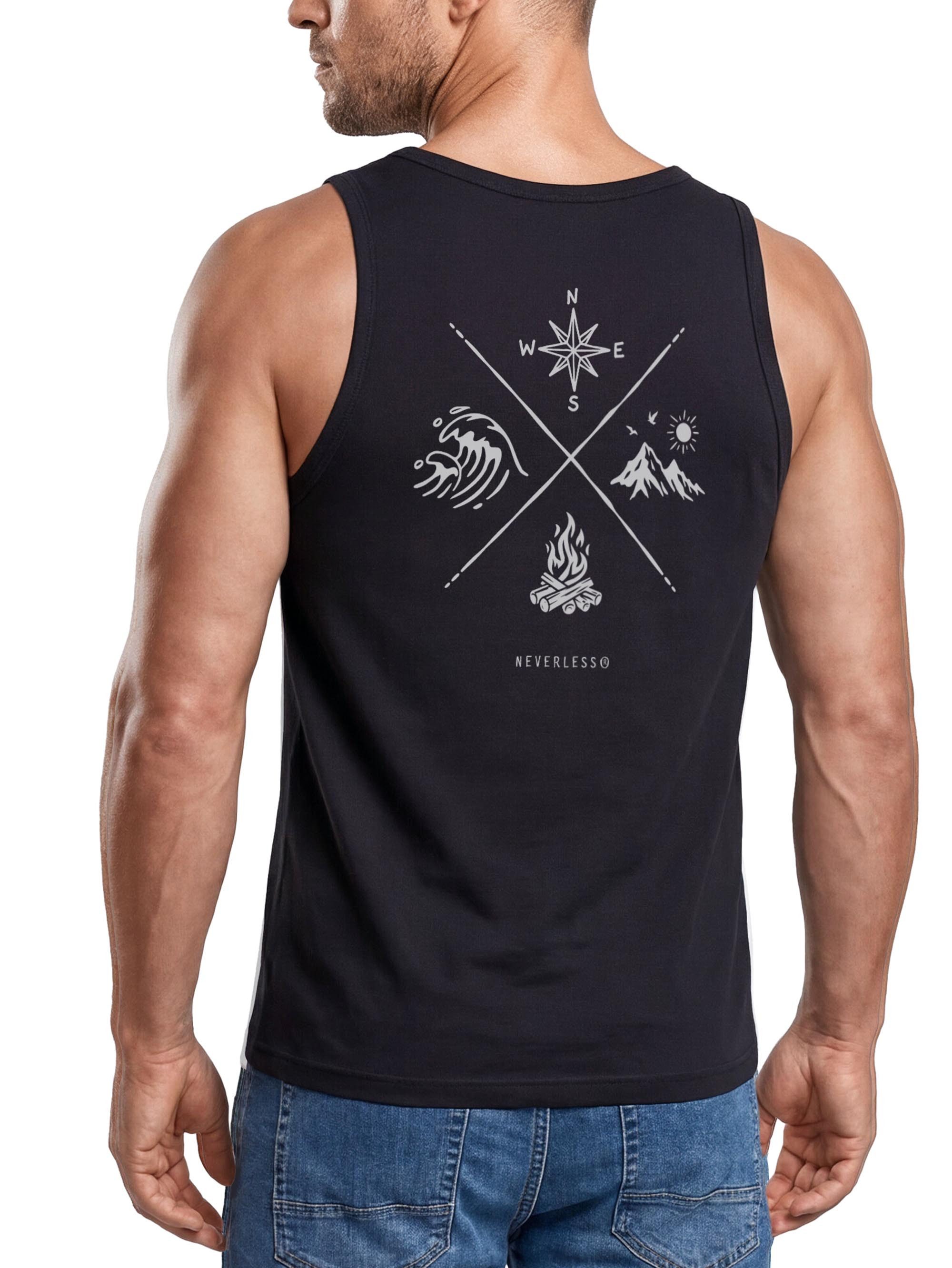 Neverless Tanktop Tanktop Herren mit Grafik-Print - Nature Compass - Trägershirt mit Print