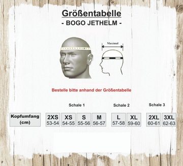 Bores Motorradhelm Gensler Bogo 4 - Finale - Jethelm Leder - Weiße Naht - Ohne Ece.22.05 Prüfungatt Schwarz - 2Xs