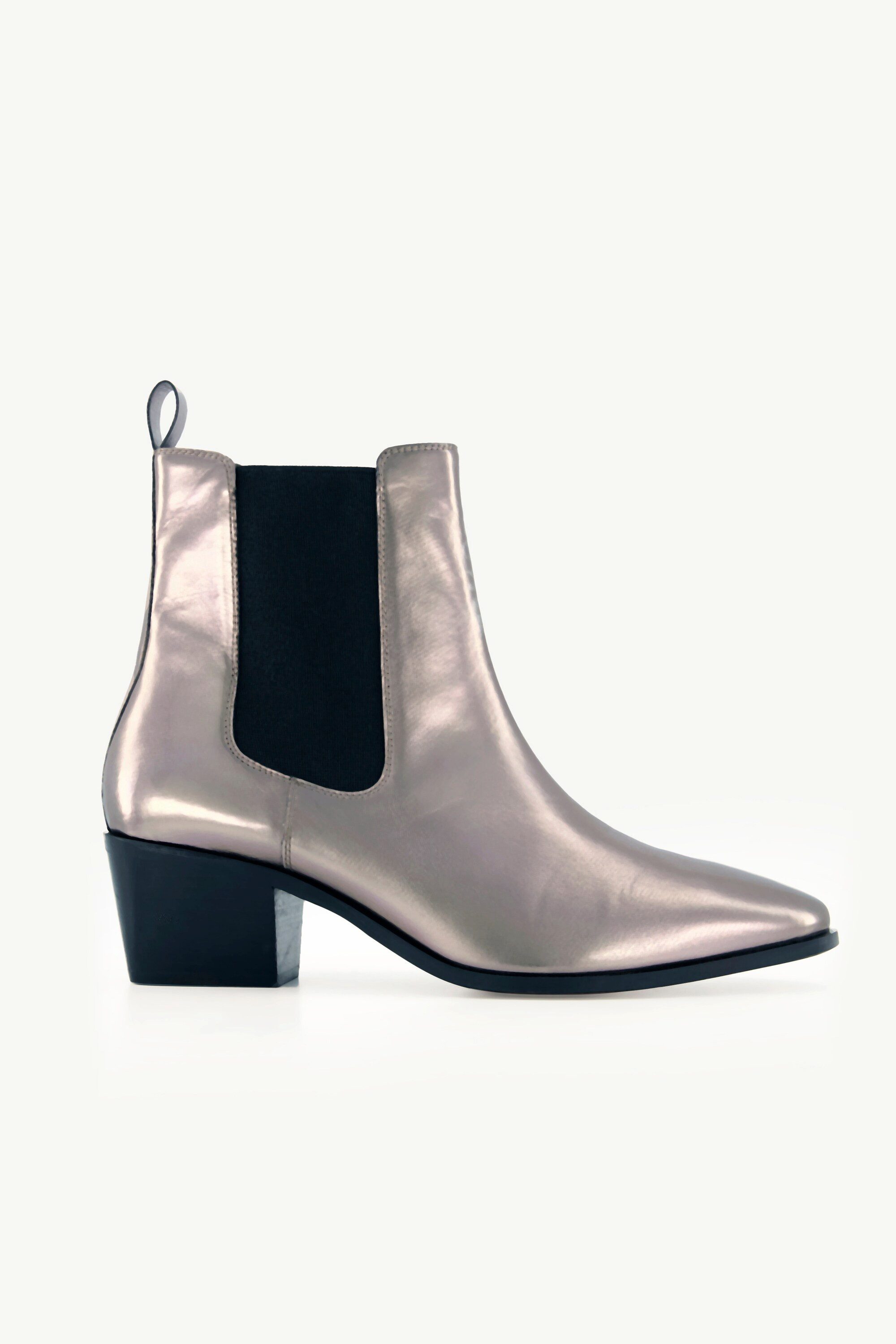 Ulla Popken Chelsea-Stiefeletten Metallic-Lederoptik Weite H günstig online kaufen