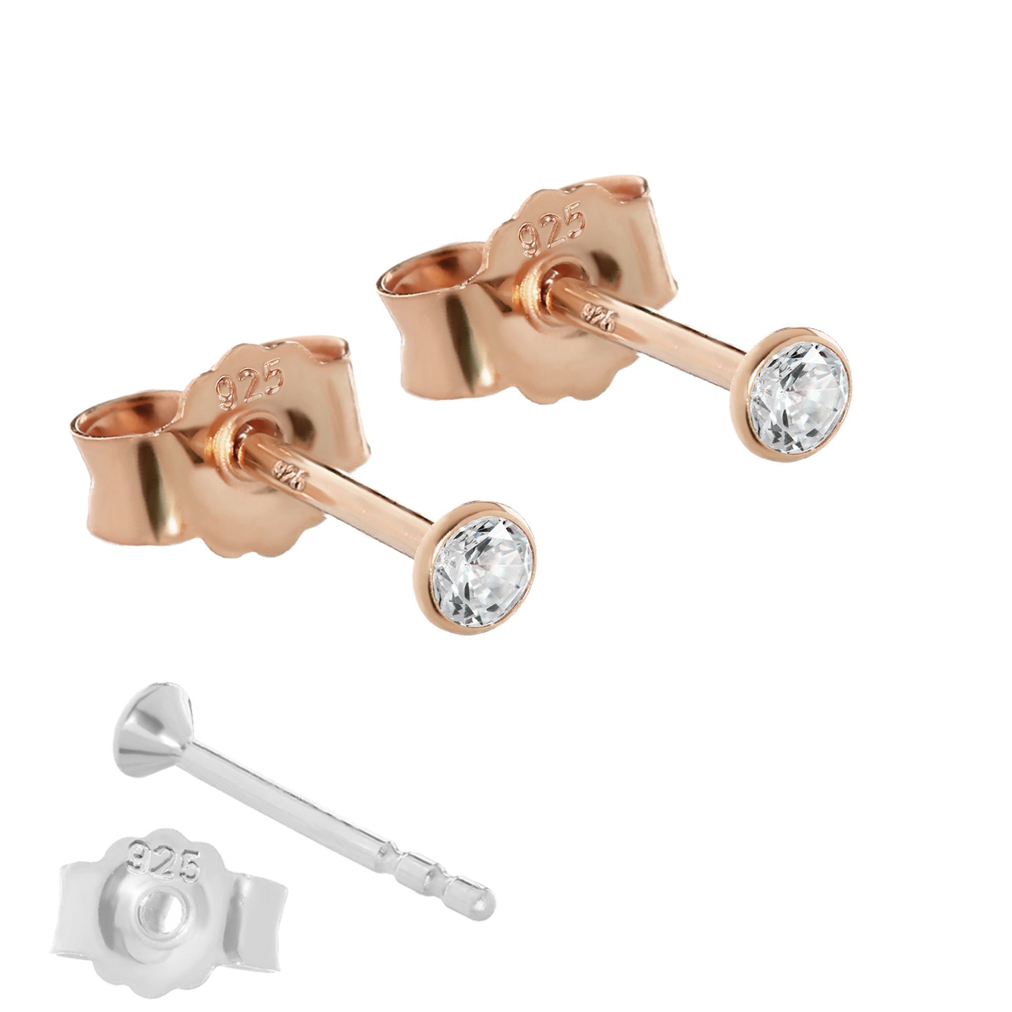 NKlaus Paar Ohrstecker 1 Paar 2,3mm Ohrstecker 925 Sterling Silber Rosego ( günstig online kaufen
