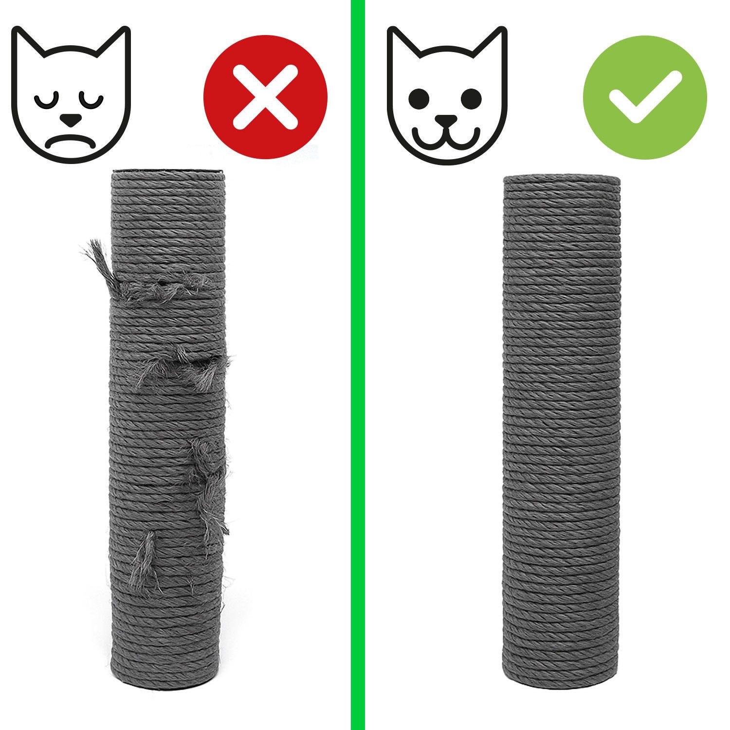 eyepower Ersatz-Kratzbaumstamm Ersatzsäule - 15 cm Sisalstamm für Katzenkratzbaum - Ersatzstamm M8, Ø 7,4 cm dicke Sisalsäule - Katzenbaum Ersatzteil - Sisal Kratzstamm