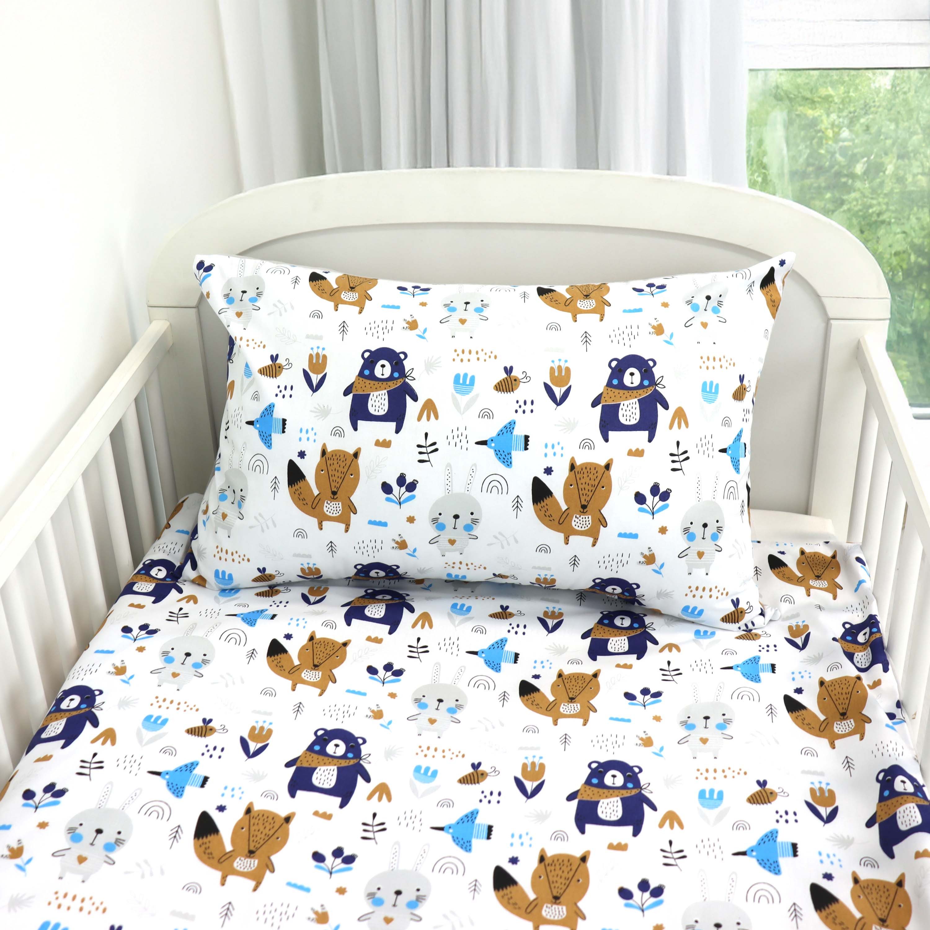 Amilian Kinderbettwäsche 100x135 - Bettwäsche Kinder - Kopfkissenbezug 40x60 cm Babybettwäsche, 2 teilig, 100% Baumwolle, für Mädchen und Jungen – Bild 5 von 5