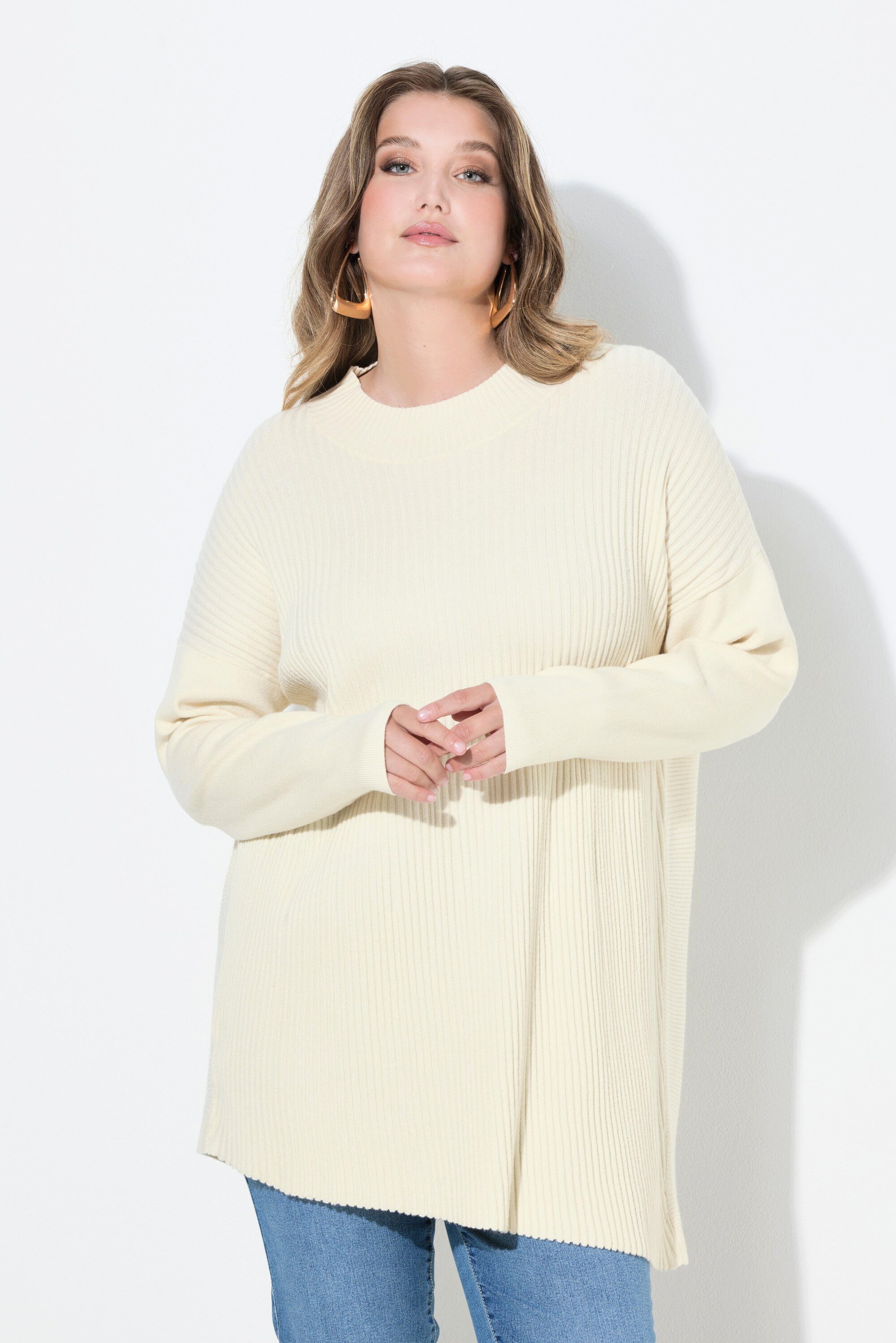 MIAMODA Strickpullover Pullover lässige Passform asymmetrischer Saum