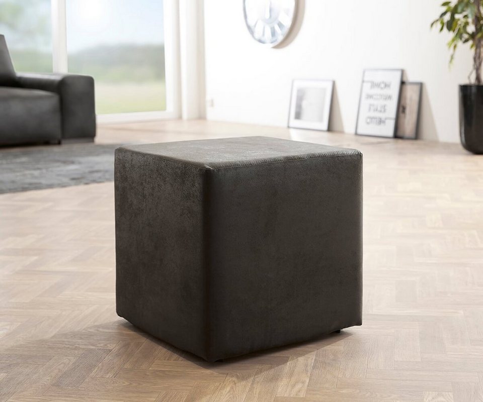 Sitzhocker im Cube-Style Sitzwürfel Hocker aus hochwertigem Material Kuhflecken